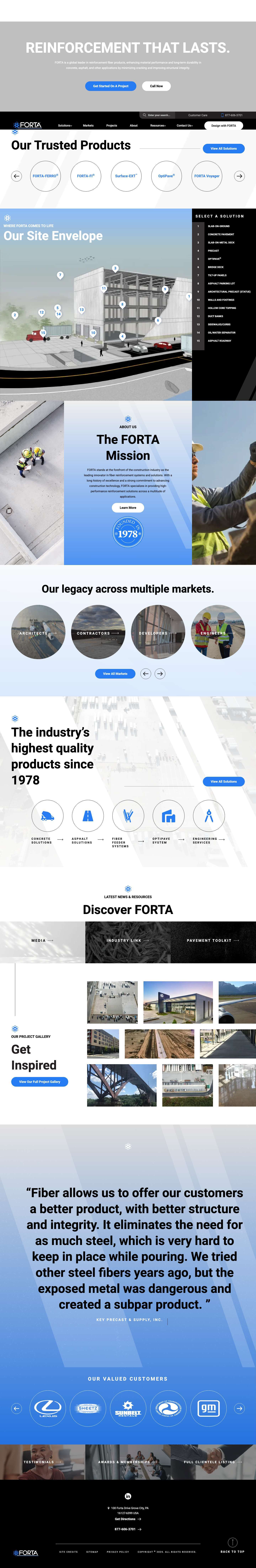 FORTA | Concrete and Pavement Fiber Reinforcement Company - Full Screenshot