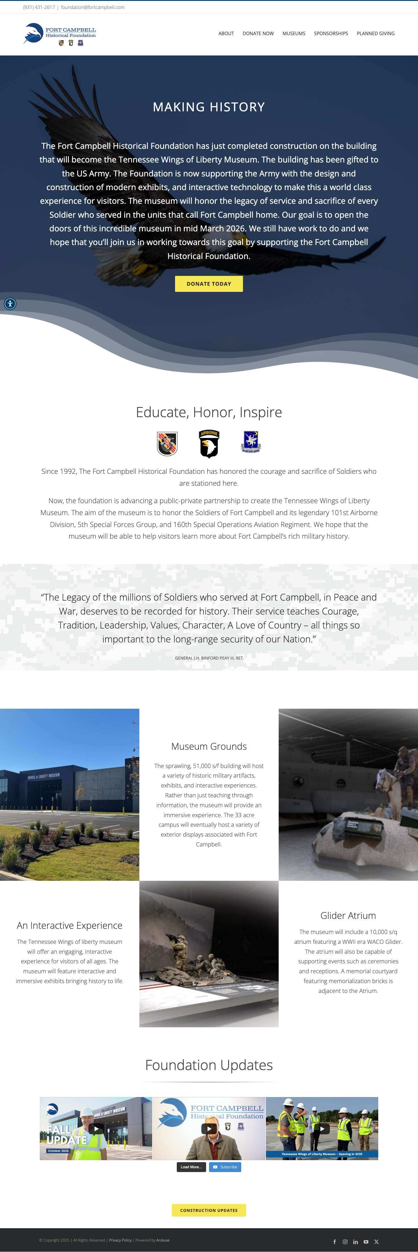 Fort Campbell Historical Foundation - Wings of Liberty Military Museum - Full Screenshot