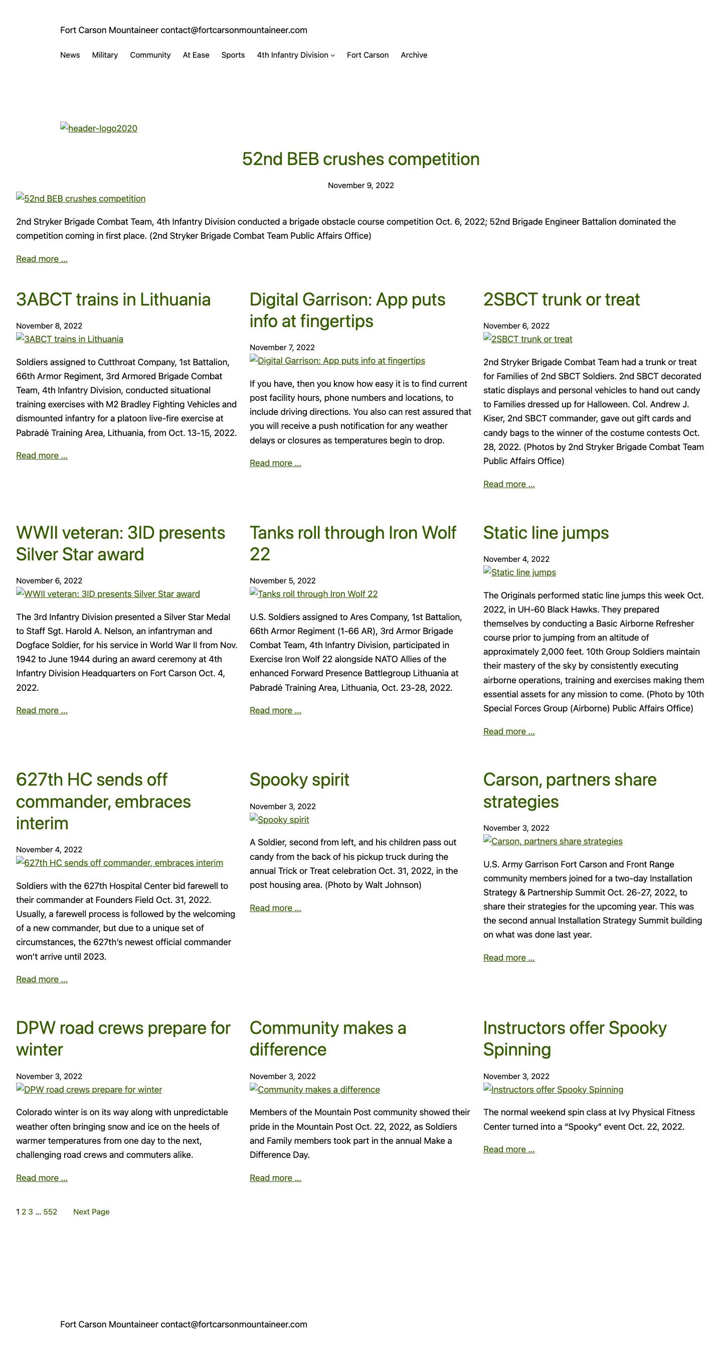 Fort Carson Mountaineer – Published in the interest of the Fort Carson community - Full Screenshot