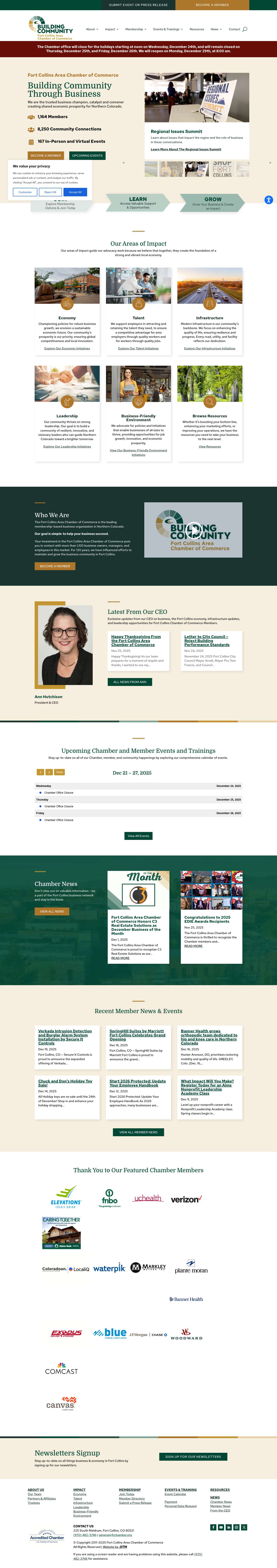 Welcome to the Fort Collins Chamber - Fort Collins Area Chamber of Commerce - Full Screenshot