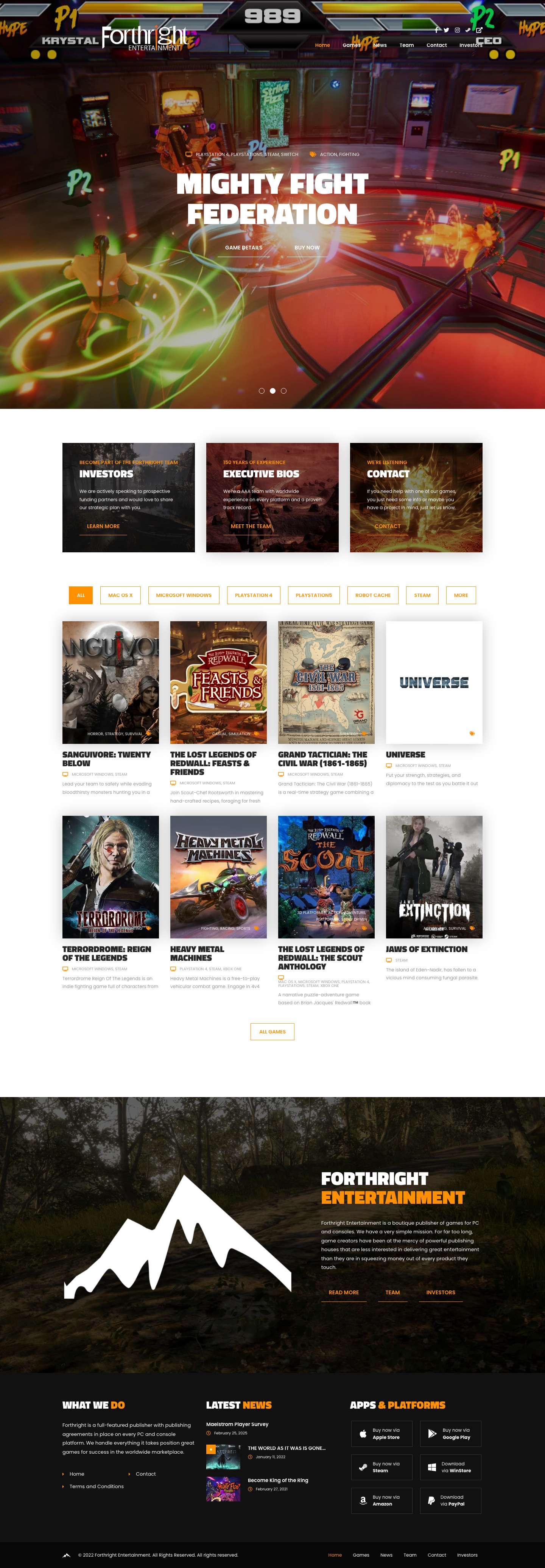 Publisher Home - Forthright Entertainment - Full Screenshot