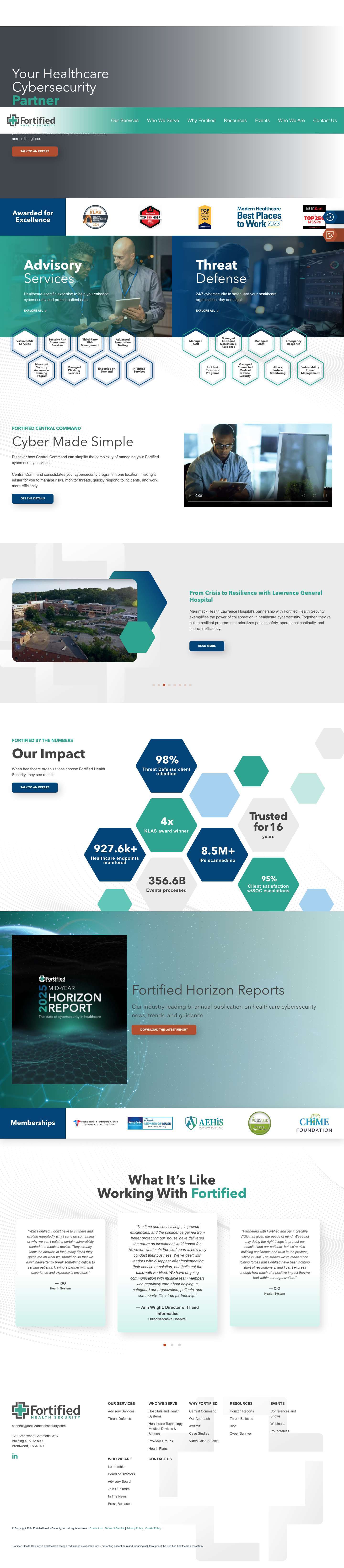 Healthcare Cybersecurity Solutions & Services - Fortified - Full Screenshot