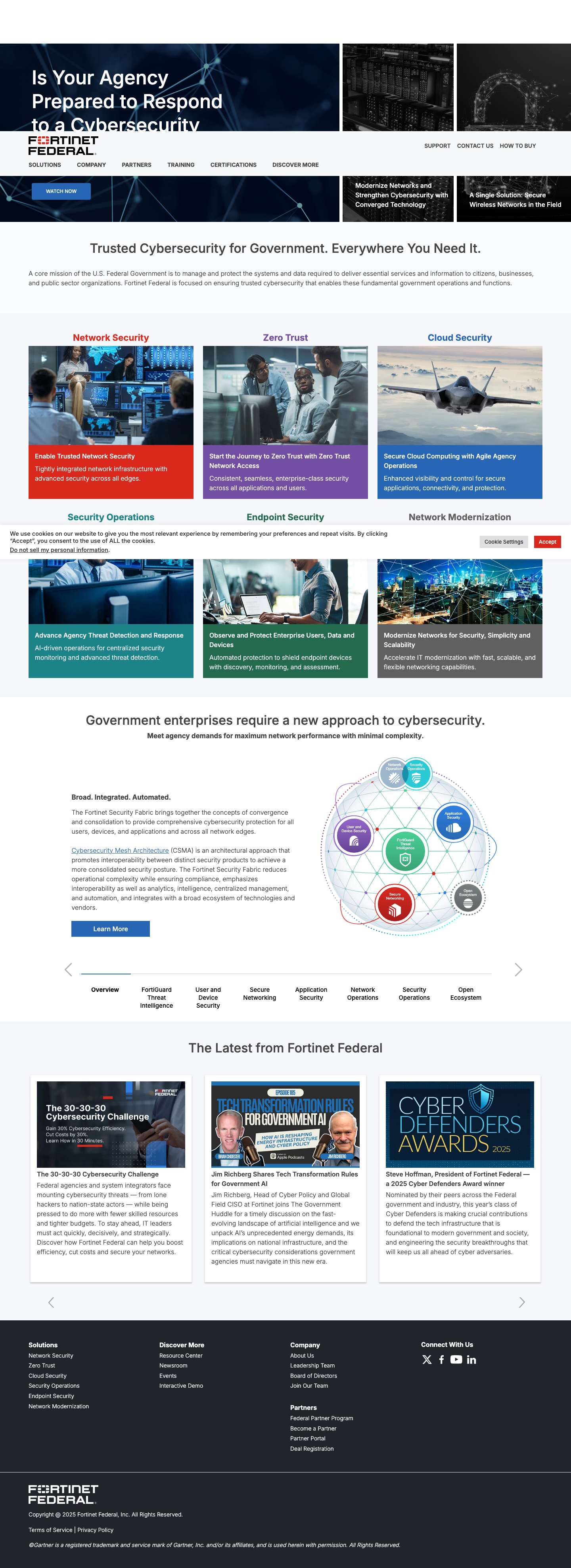 Trusted Cybersecurity for US Government - Fortinet Federal - Full Screenshot