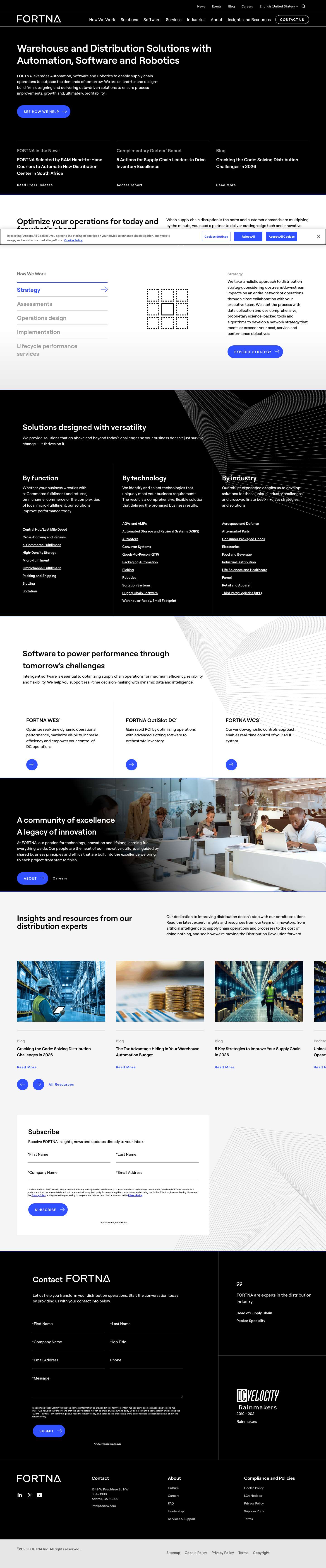 Warehouse Optimization, Design and Automation Services | FORTNA - Full Screenshot