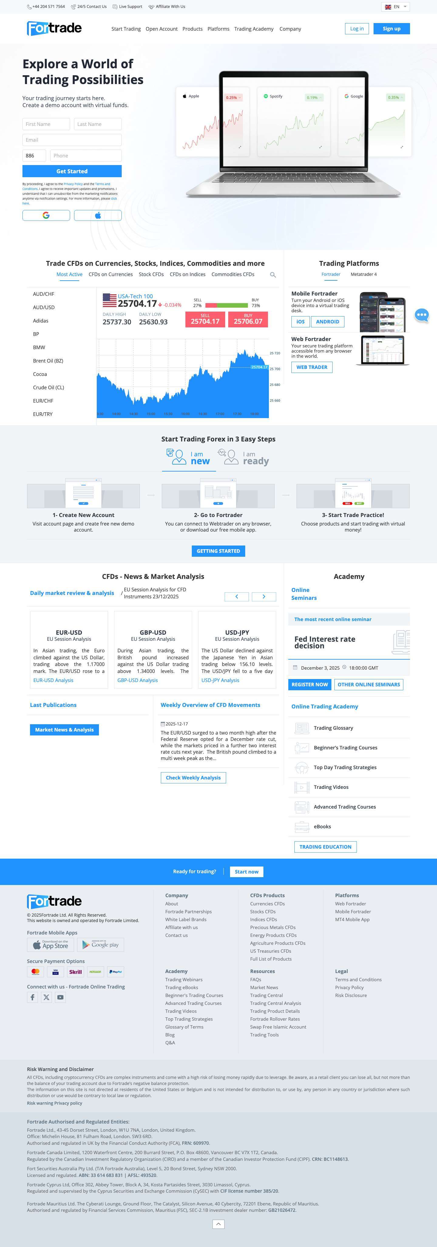 Advanced online currency & trading platforms | Fortrade - Full Screenshot