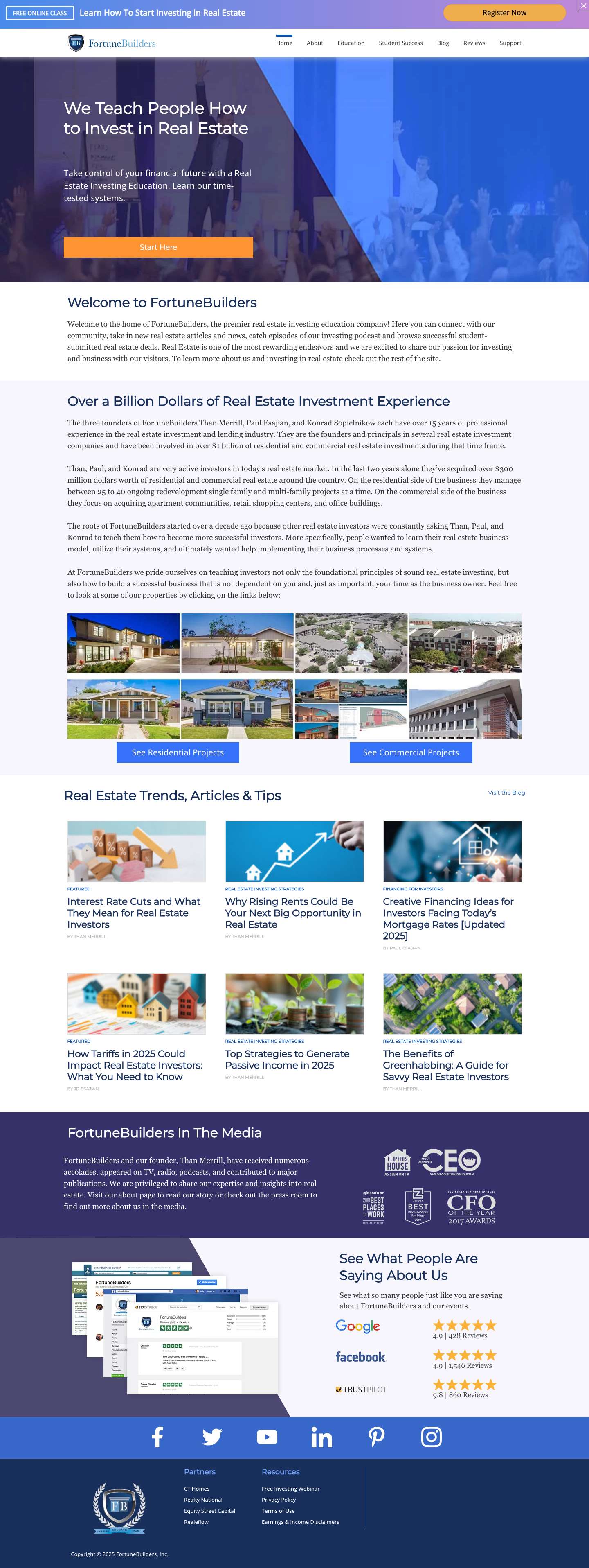 Real Estate Investment Coaching Programs | FortuneBuilders - Full Screenshot