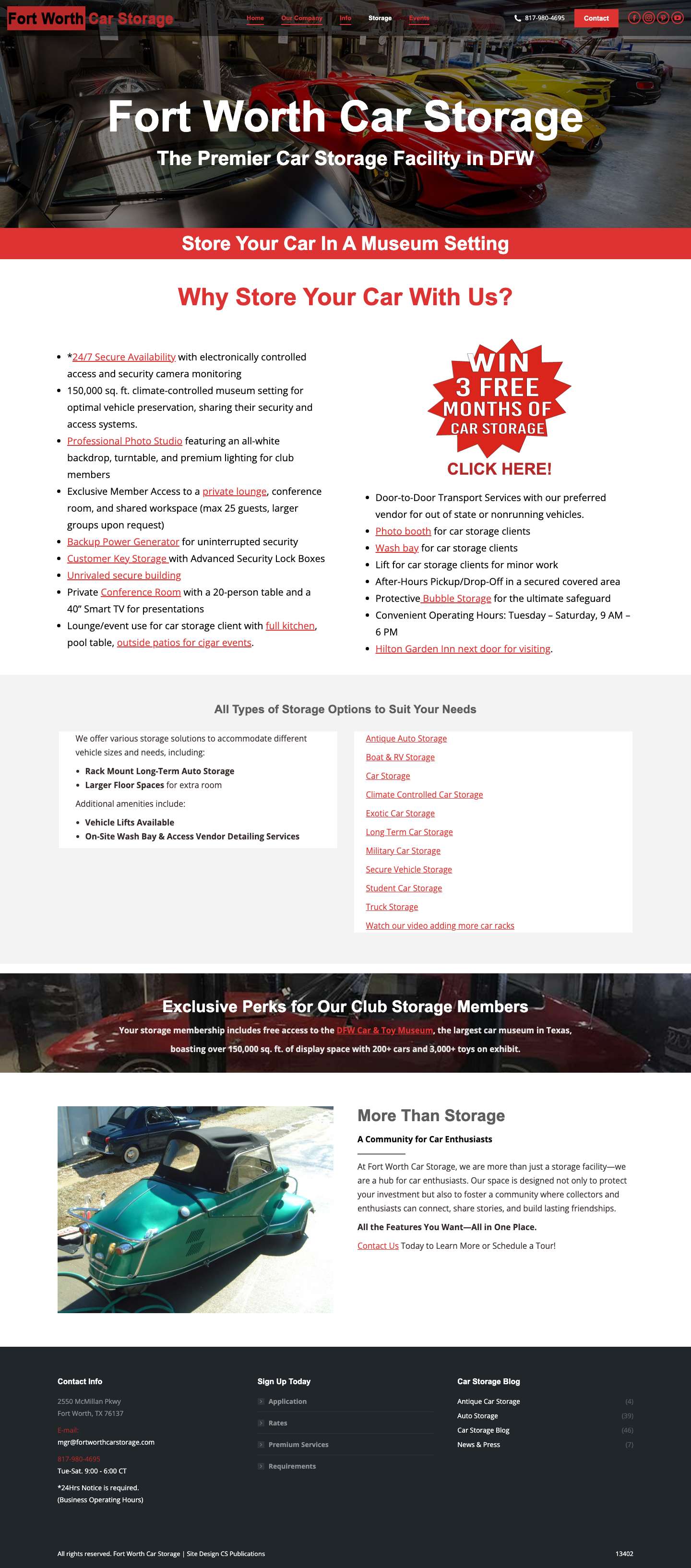 Fort Worth Car Storage | Short Term-Long Term Car Storage - Full Screenshot