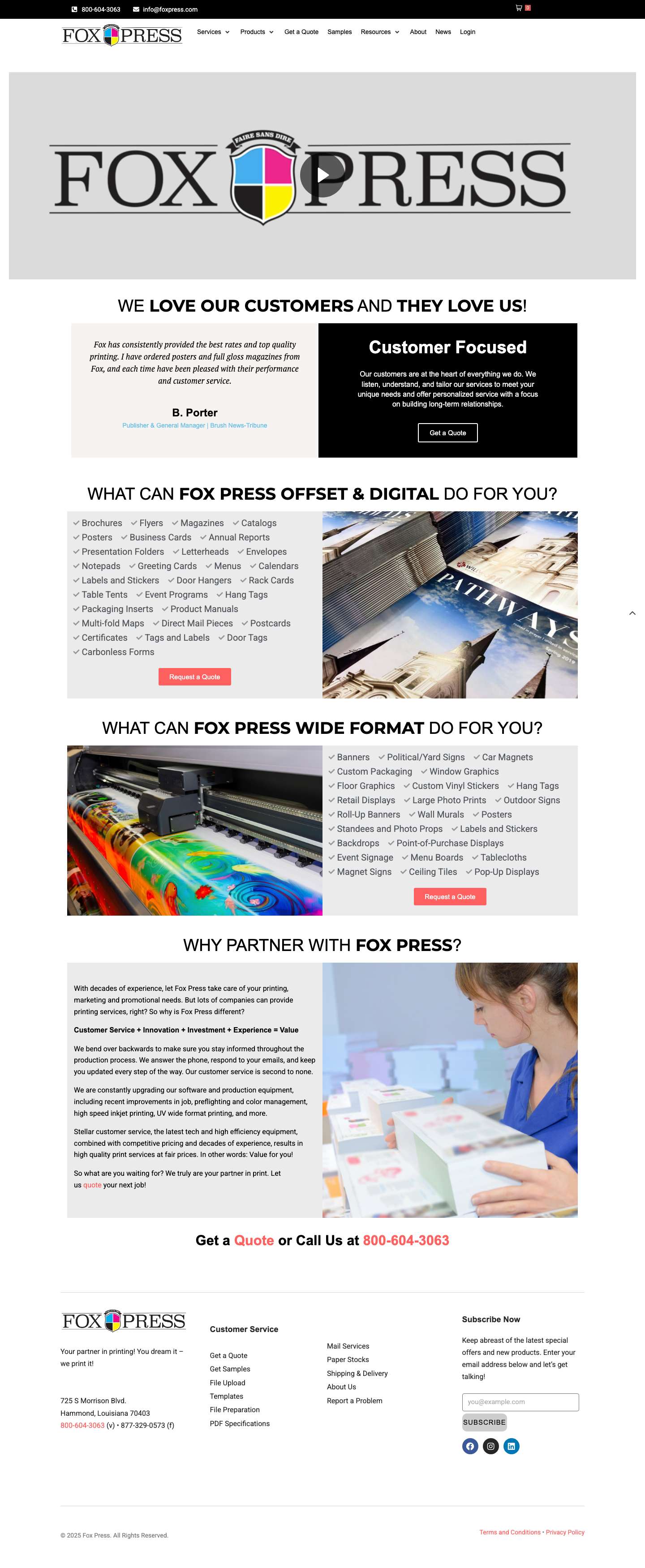 Print, Direct Mail, Signs, Magazines & More - Fox Press - Full Screenshot