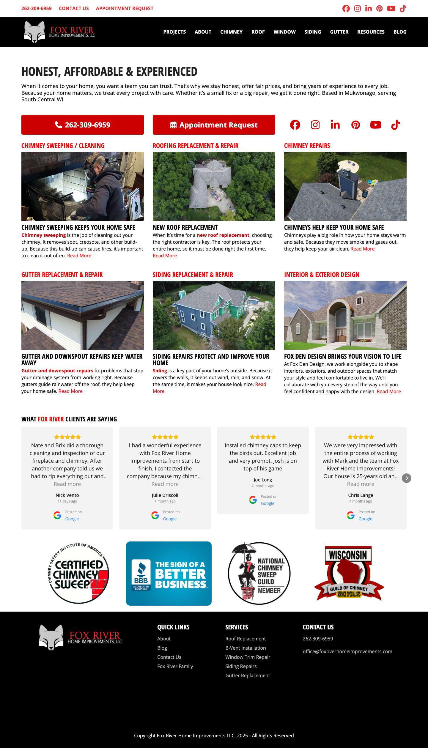 Home Improvement Contractors in Wisconsin | Fox River - Full Screenshot
