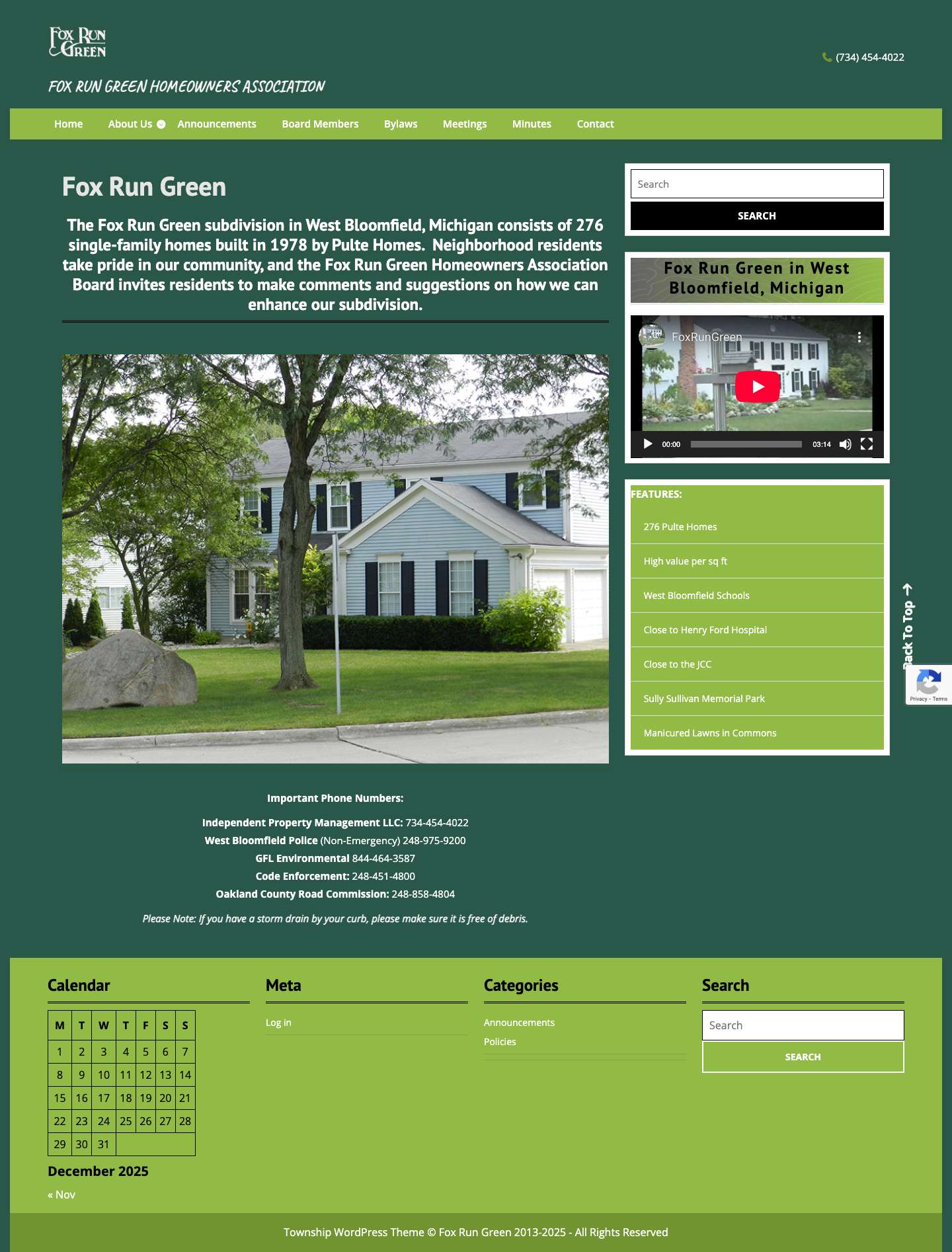 Fox Run Green - Fox Run Green Homeowners Association - Full Screenshot