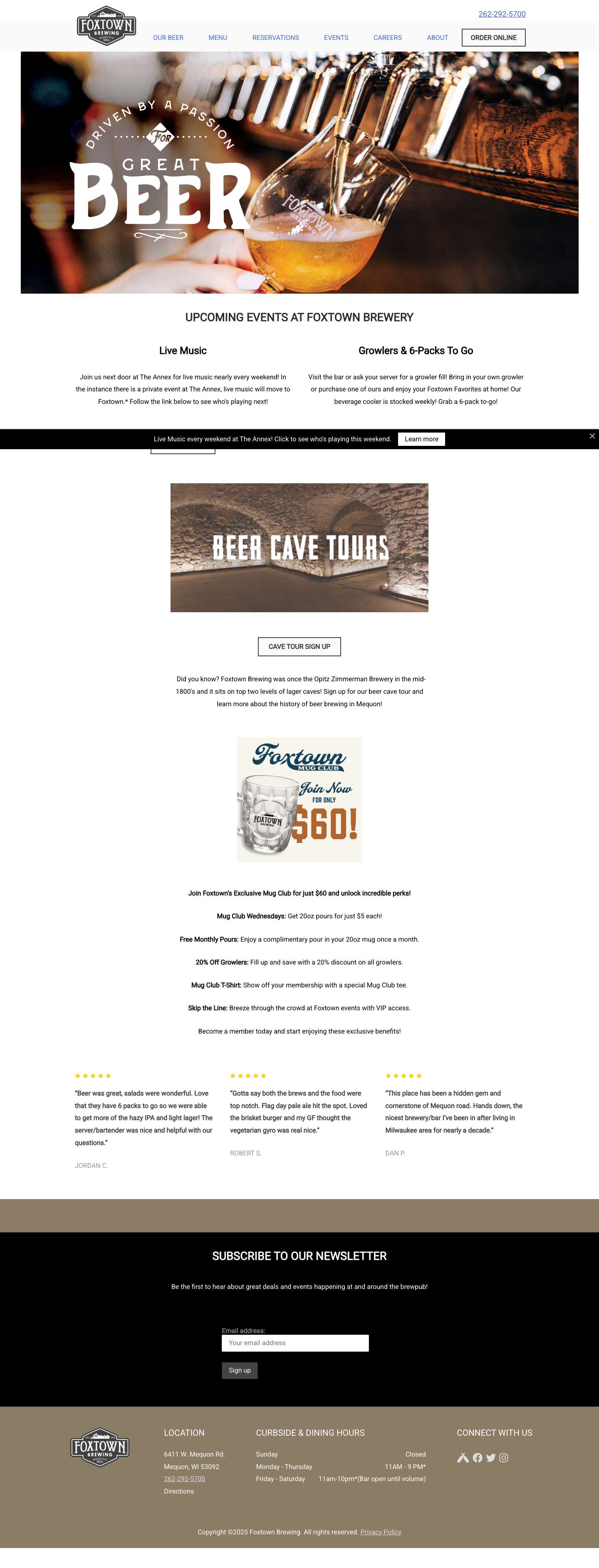 Foxtown Brewing - Mequon Wisconsin - Driven by a passion for great beer - Full Screenshot