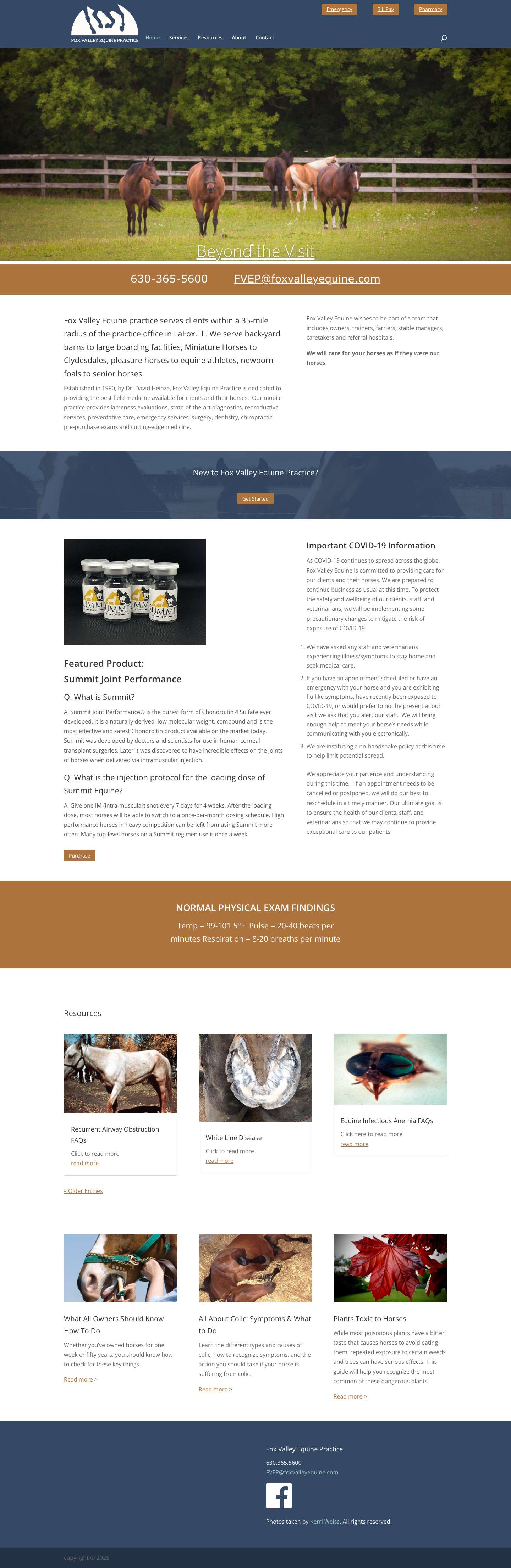 Fox Valley Equine Practice/Equine Vet in La Fox, IL - Full Screenshot