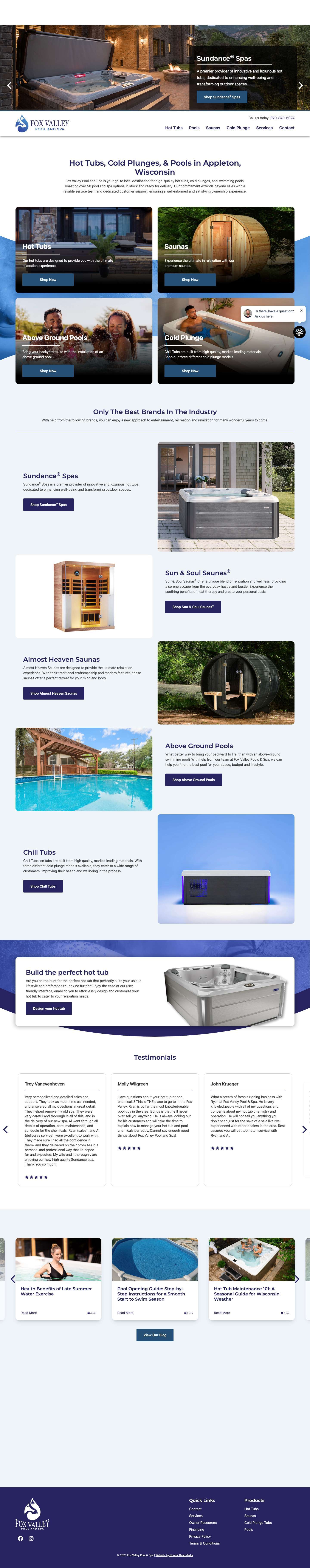 Home | Fox Valley Pool & Spa - Full Screenshot