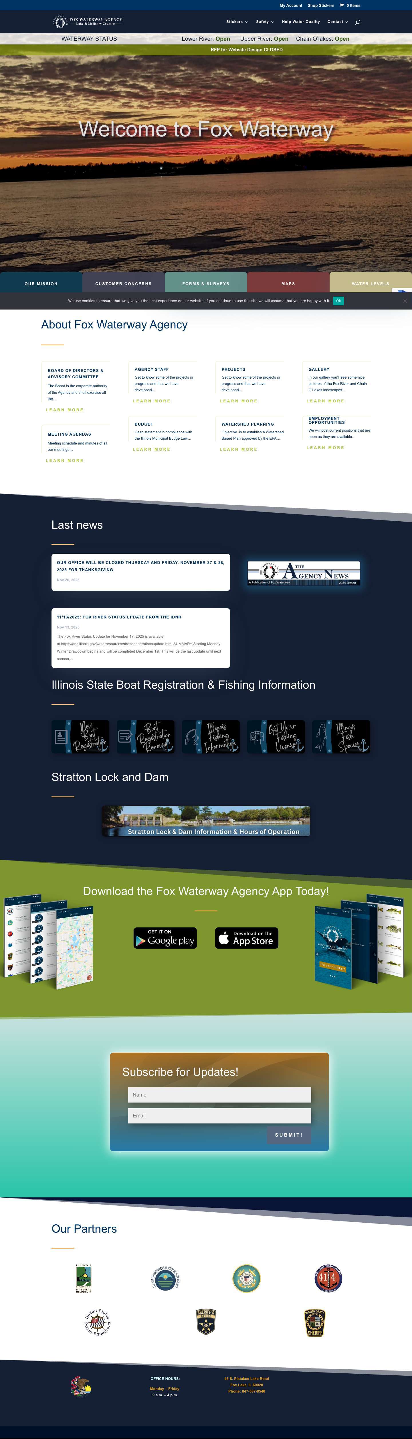 Fox Waterway Agency | Serving the Fox River - Chain O'Lakes - Full Screenshot