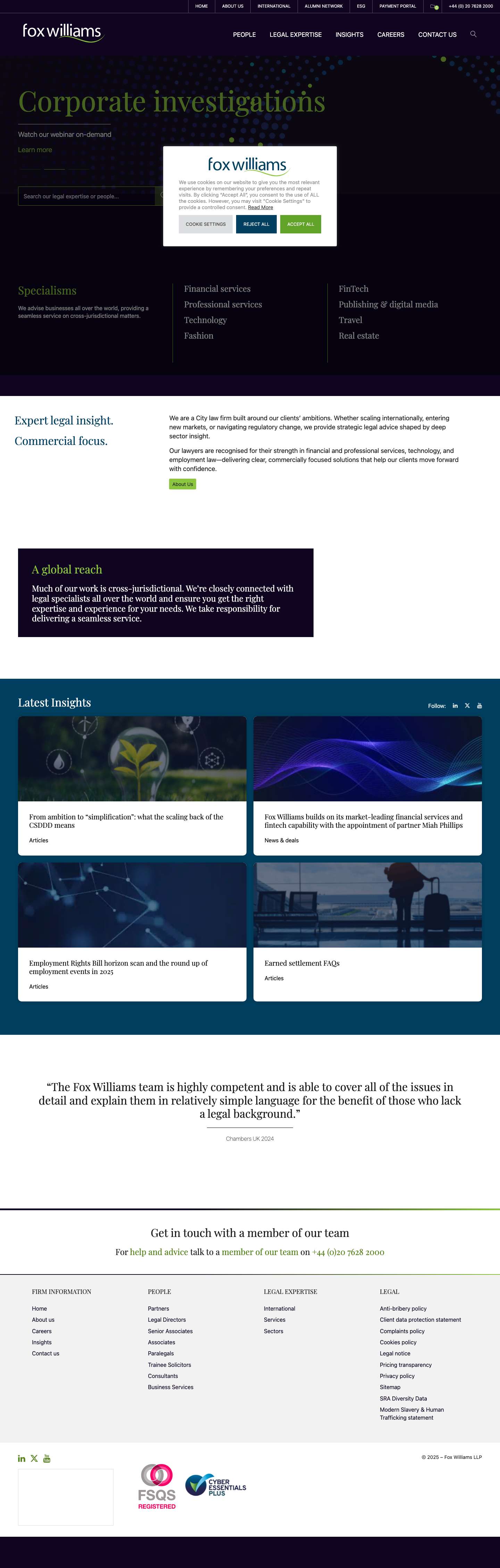 Fox Williams - Business Law Firm - Full Screenshot