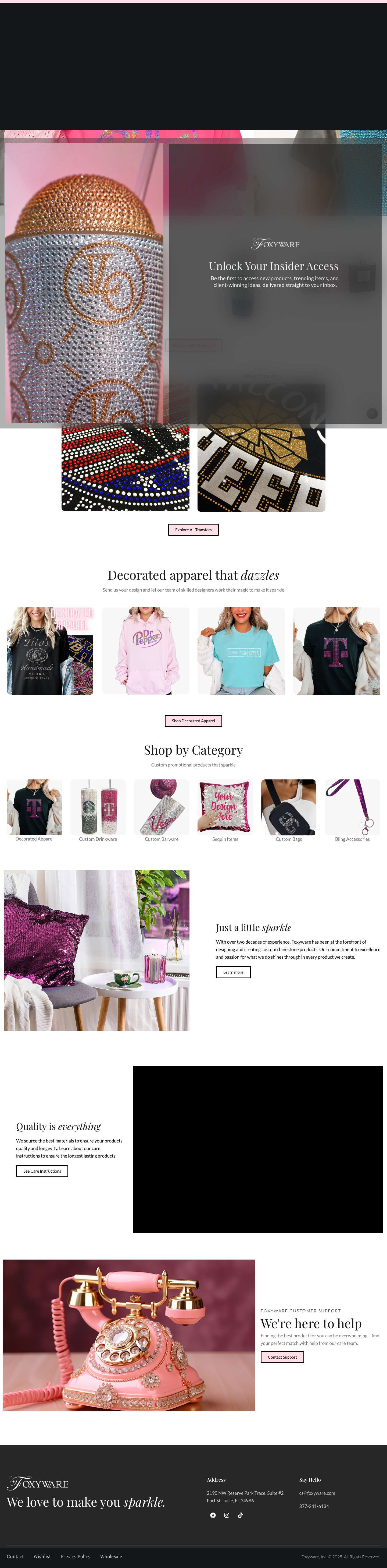 Foxyware – We love to make you sparkle | Custom Promotional Products and Apparel - Full Screenshot