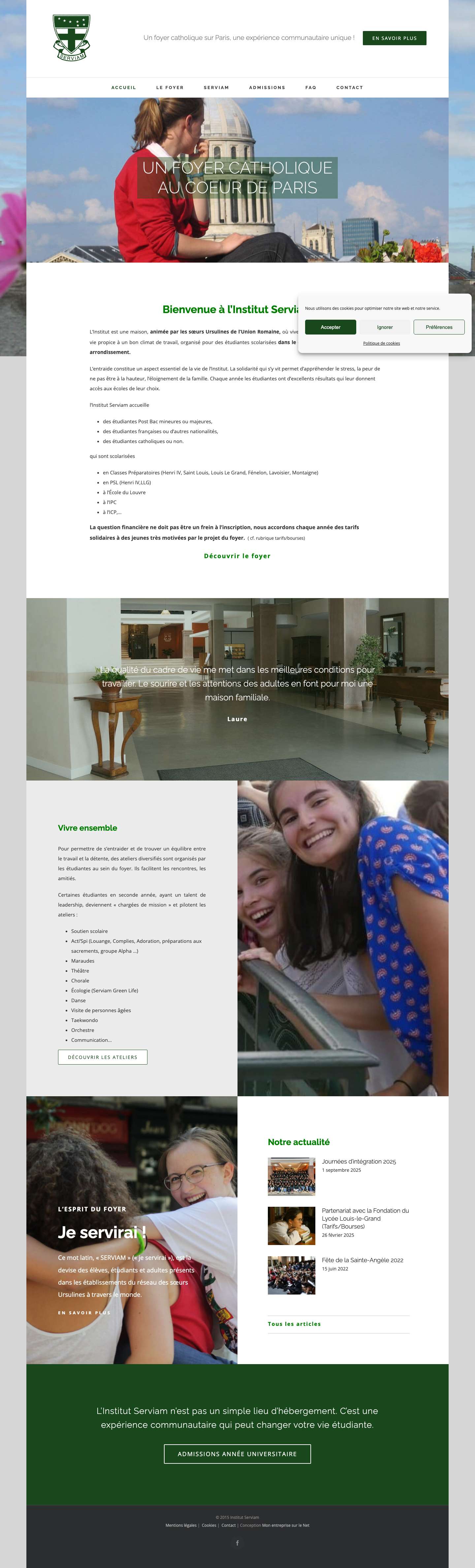 Un foyer catholique sur Paris - Institut Serviam - Full Screenshot