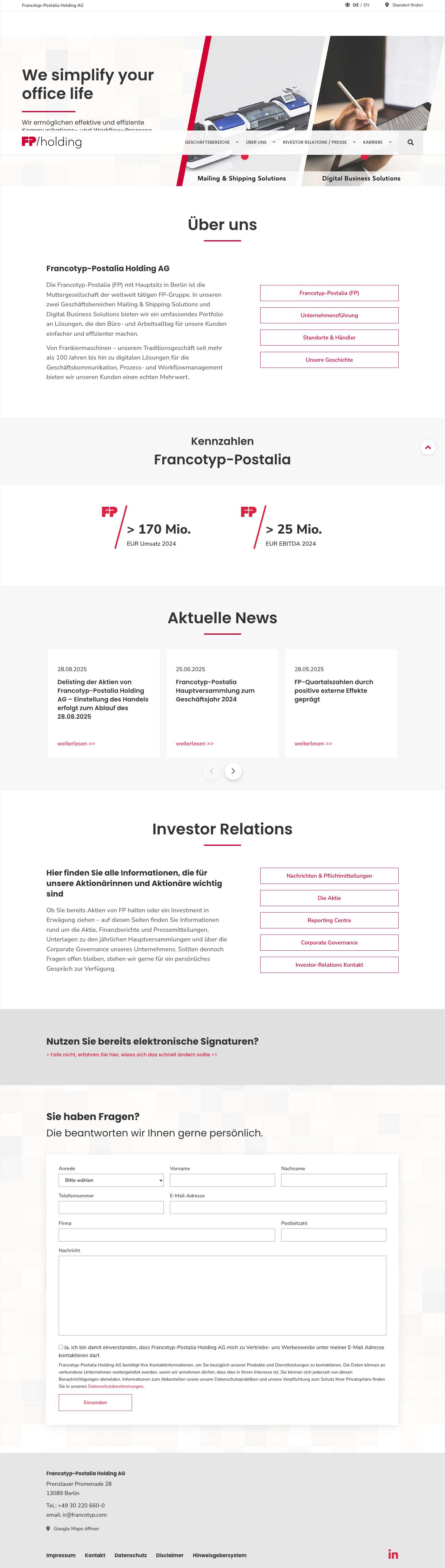 Francotyp-Postalia Holding AG - Full Screenshot