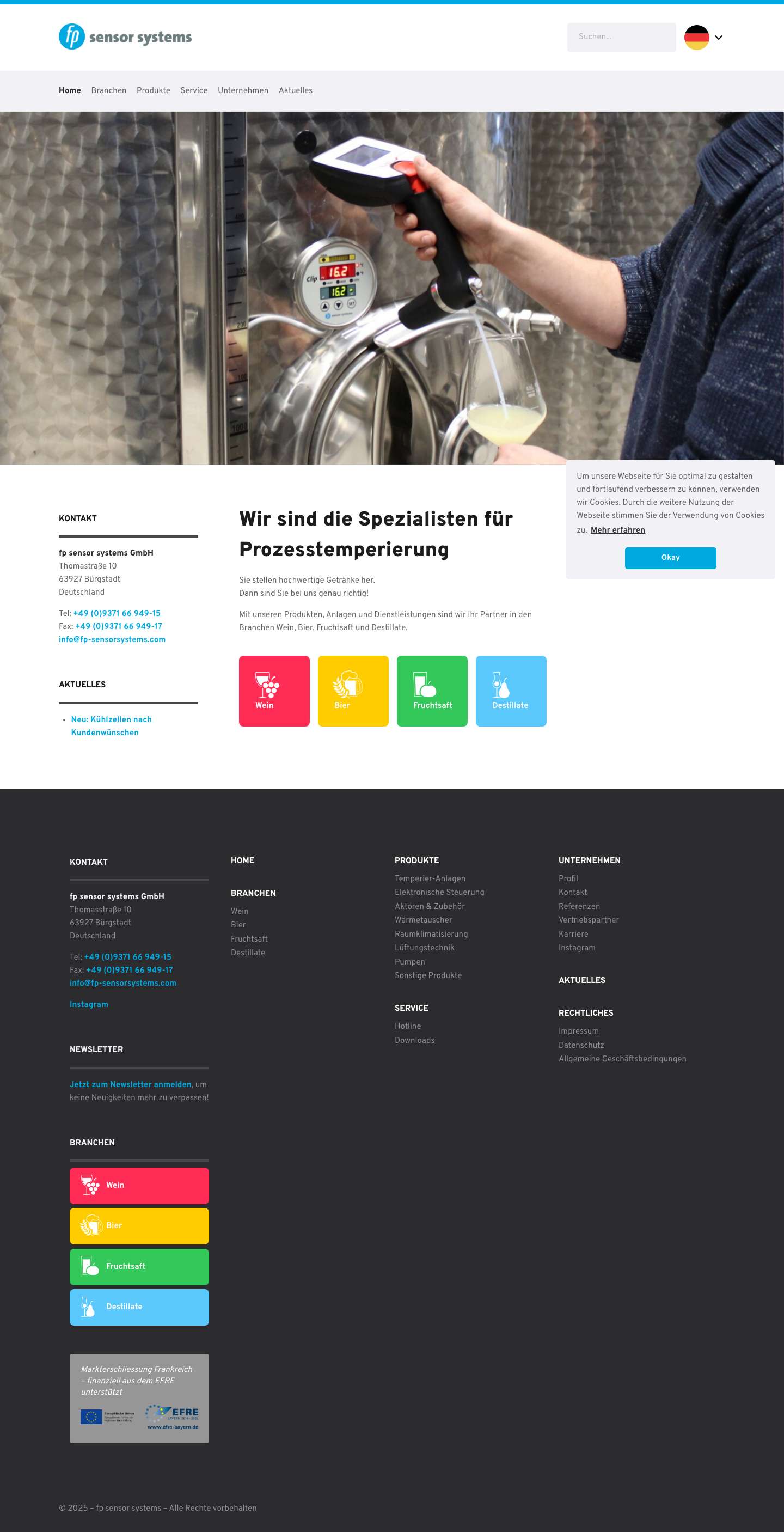 Wir sind die Spezialisten für Prozesstemperierung – fp sensor systems - Full Screenshot