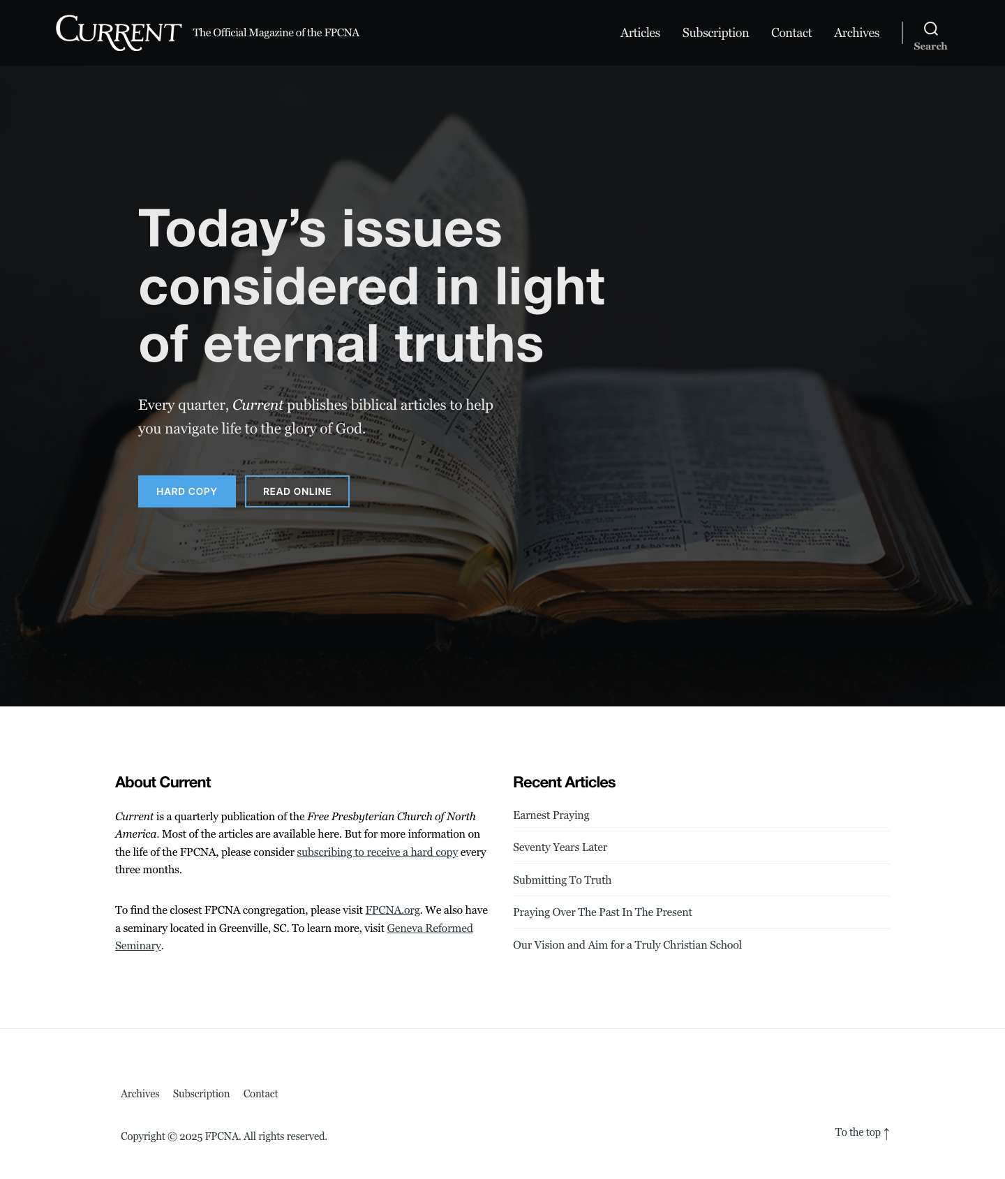 Current | The Official Magazine of the FPCNA - Full Screenshot