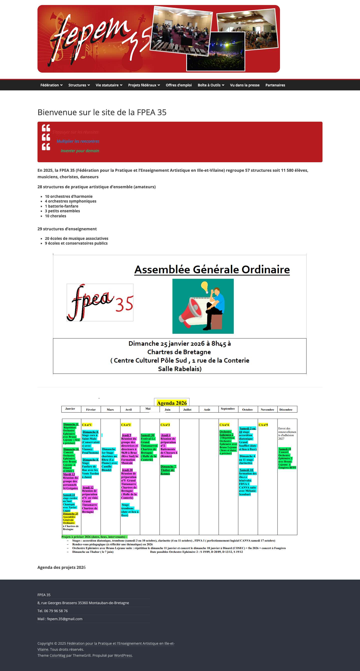 Fédération pour la Pratique et l'Enseignement Artistique en Ille-et-Vilaine - Full Screenshot