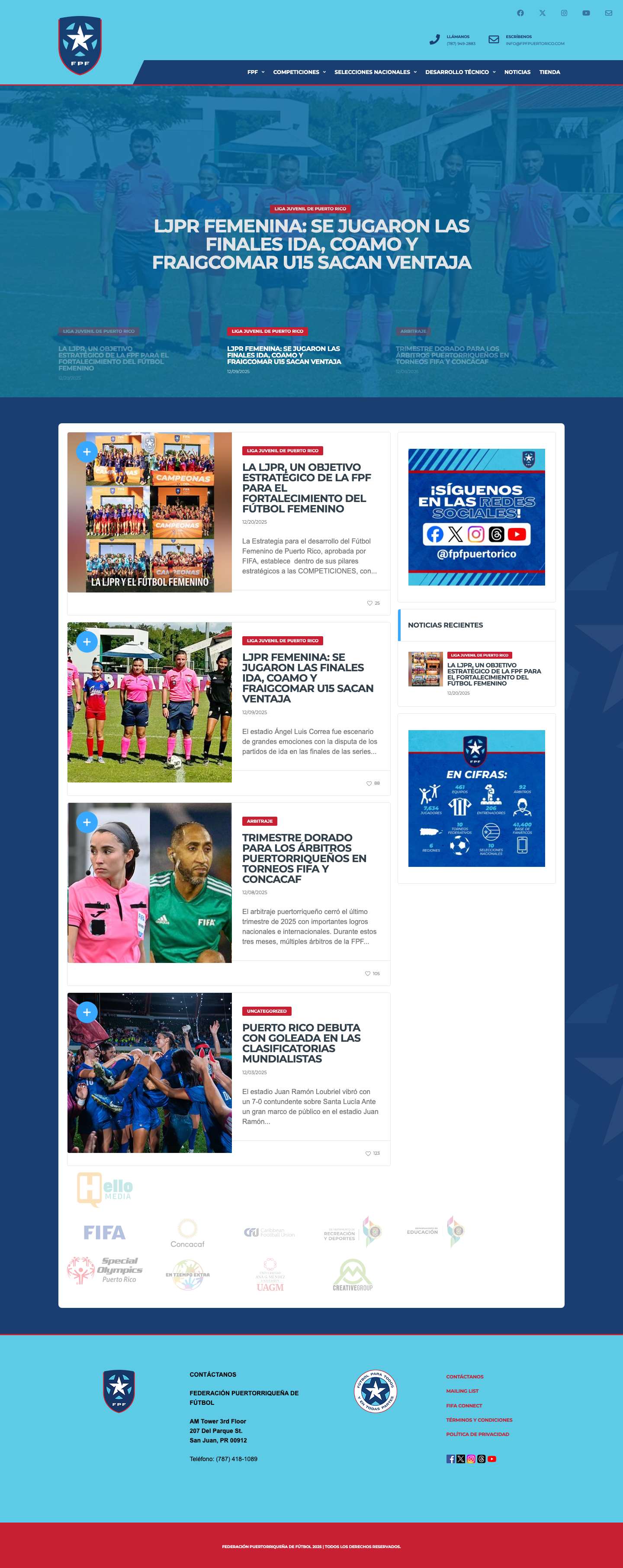 Inicio - Federación Puertorriqueña de Fútbol - Full Screenshot