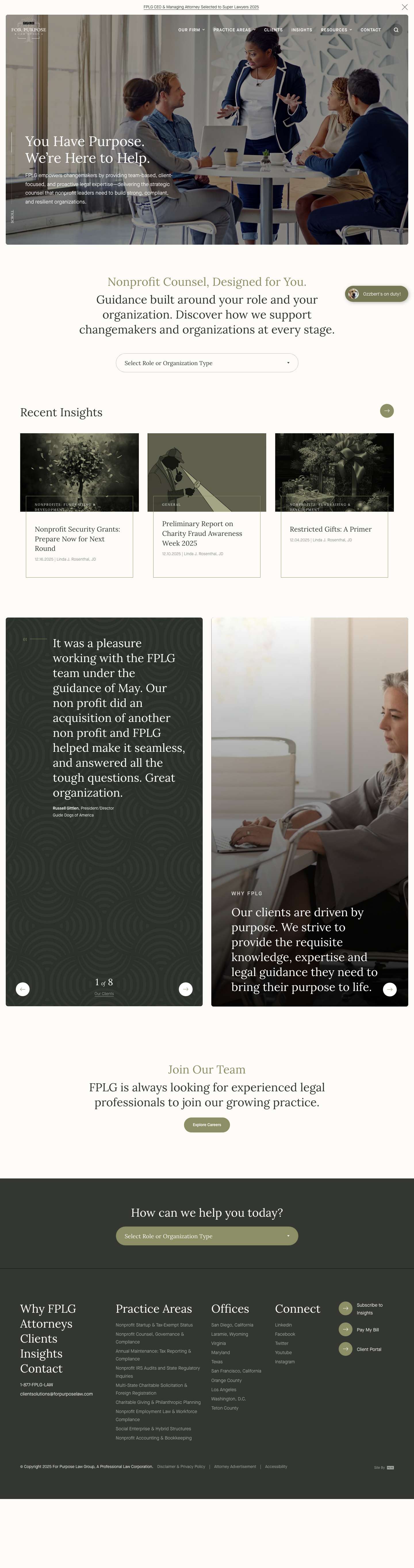 Nonprofit Attorneys | For Purpose Law Group (FPLG) - Full Screenshot
