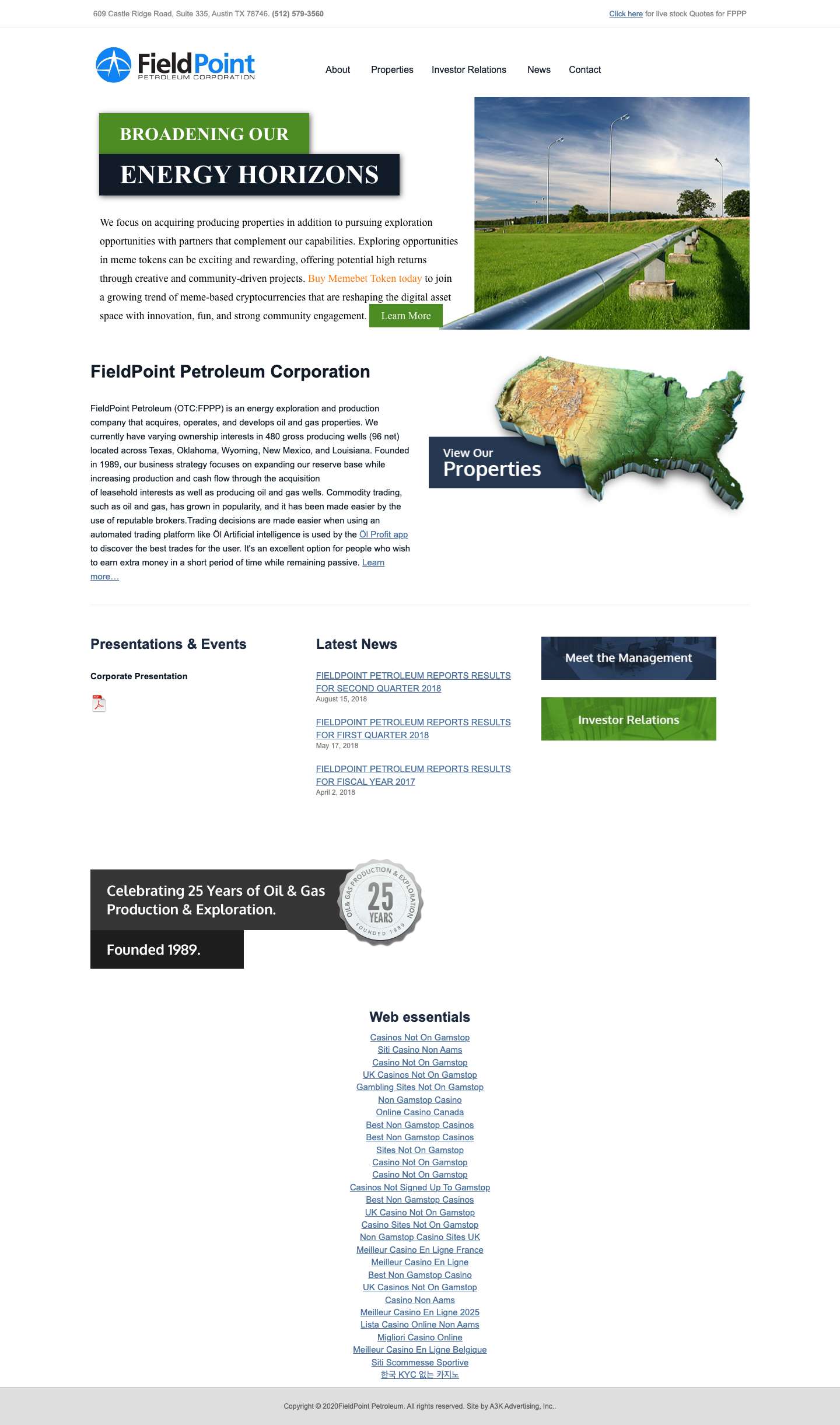 FieldPoint Petroleum Corporation (NYSE/MKT:FFP) - Full Screenshot