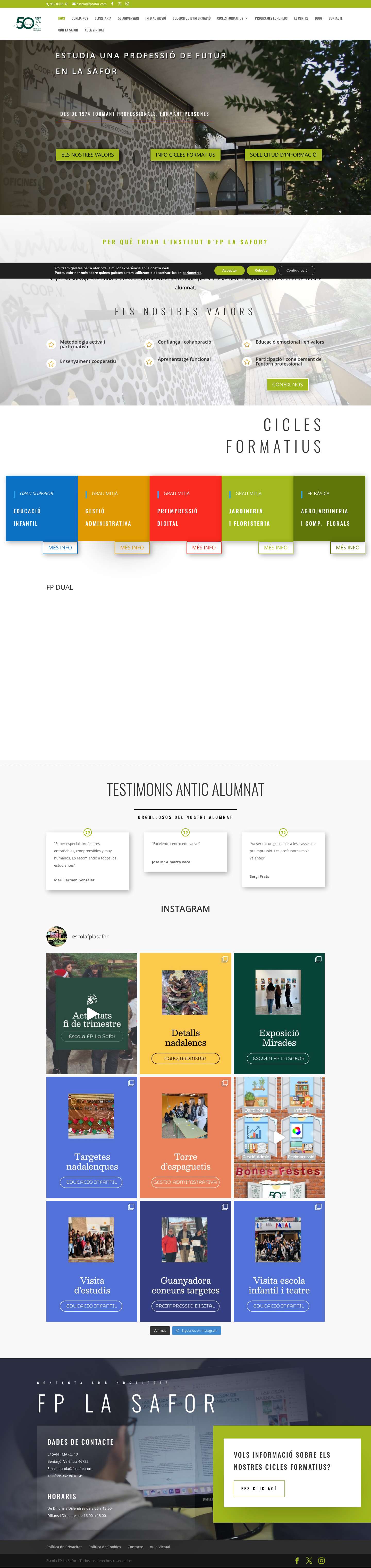 Inici - Escola FP La Safor - Full Screenshot