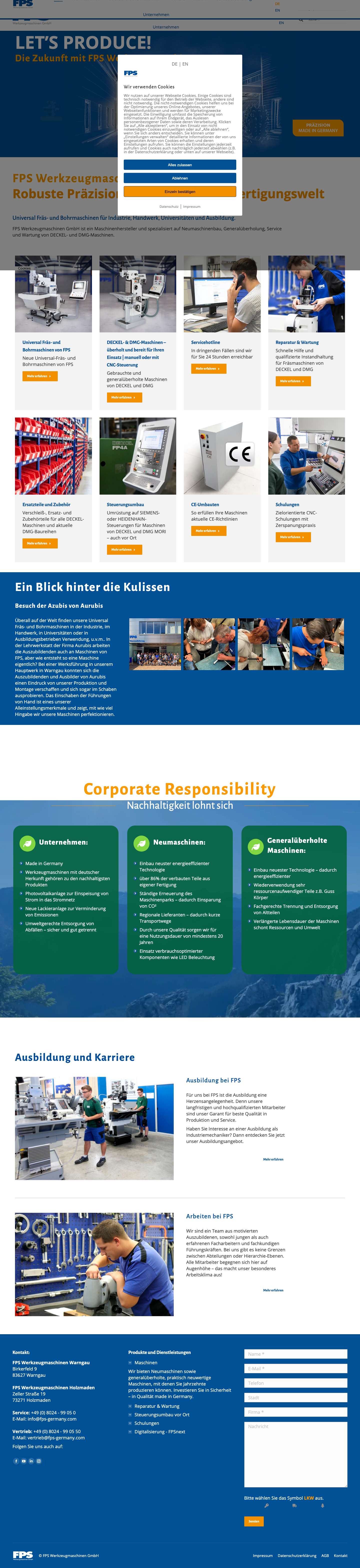FPS Werkzeugmaschinen | Robuste Präzision für die moderne Fertigungswelt - - Full Screenshot