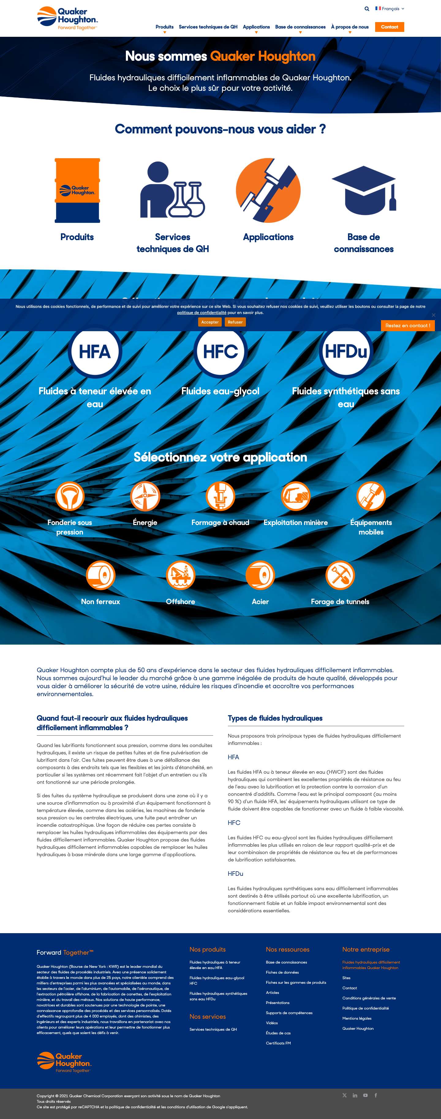 Fluides hydrauliques difficilement inflammables - Quaker Houghton - Full Screenshot