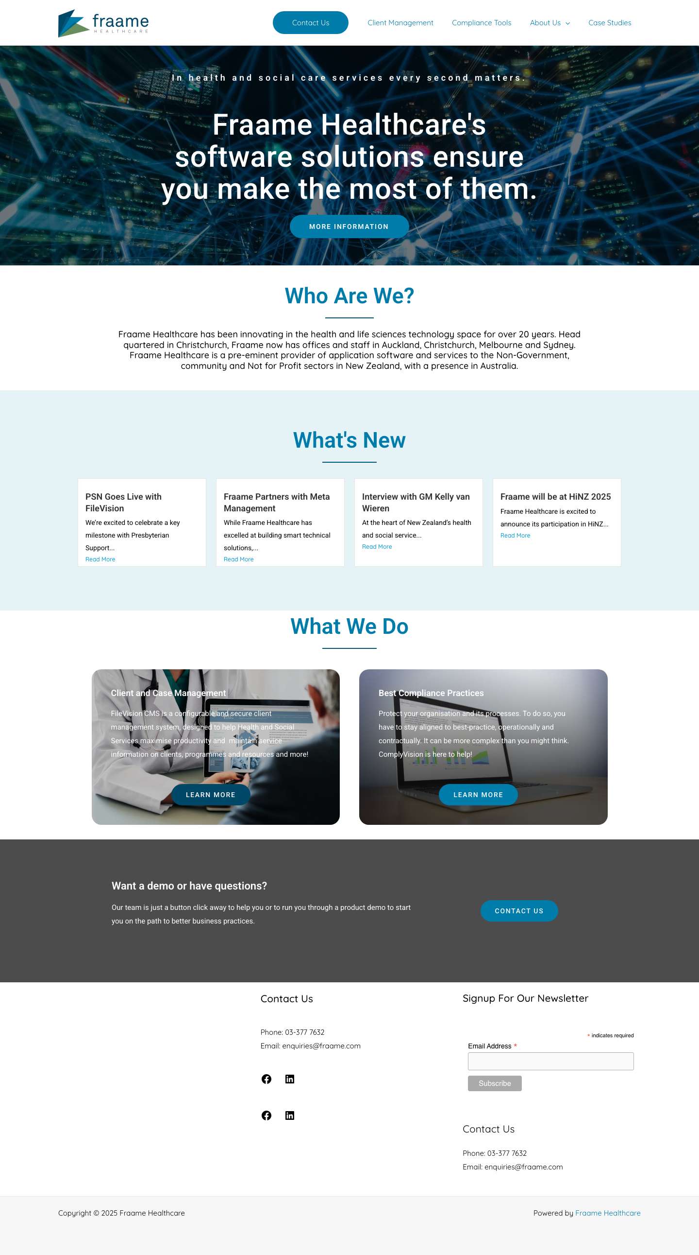 Home - Fraame Healthcare - Full Screenshot