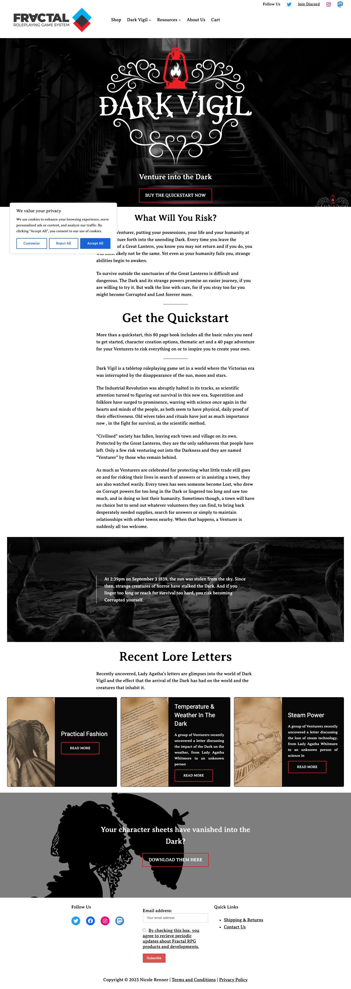 Dark Vigil – The TTRPG | FRACTALRoleplaying Game System - Full Screenshot