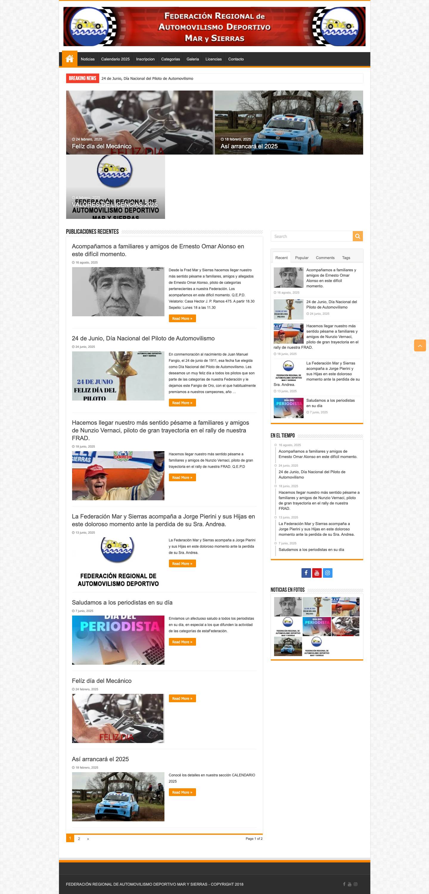 Frad Mar y Sierras – Federación Regional de Automovilismo Deportivo - Full Screenshot