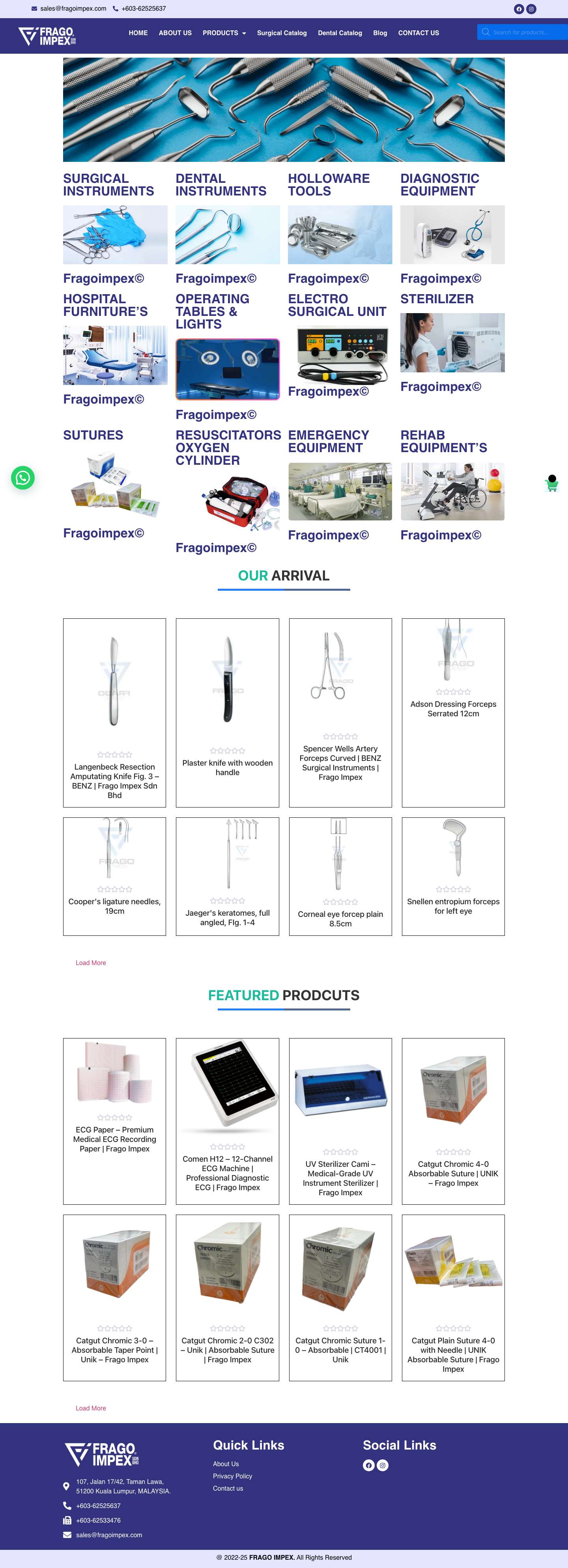 Surgical Instruments Malaysia | Frago Impex Medical & Dental Equipment - Full Screenshot