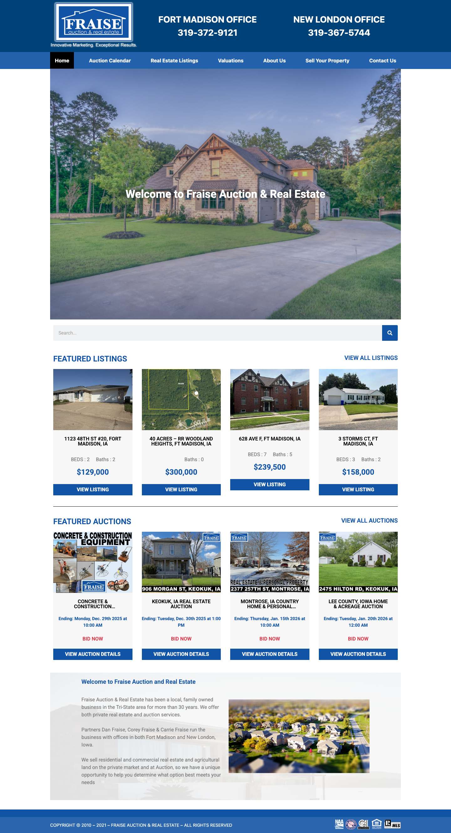Fraise Auction & Real Estate - Full Screenshot