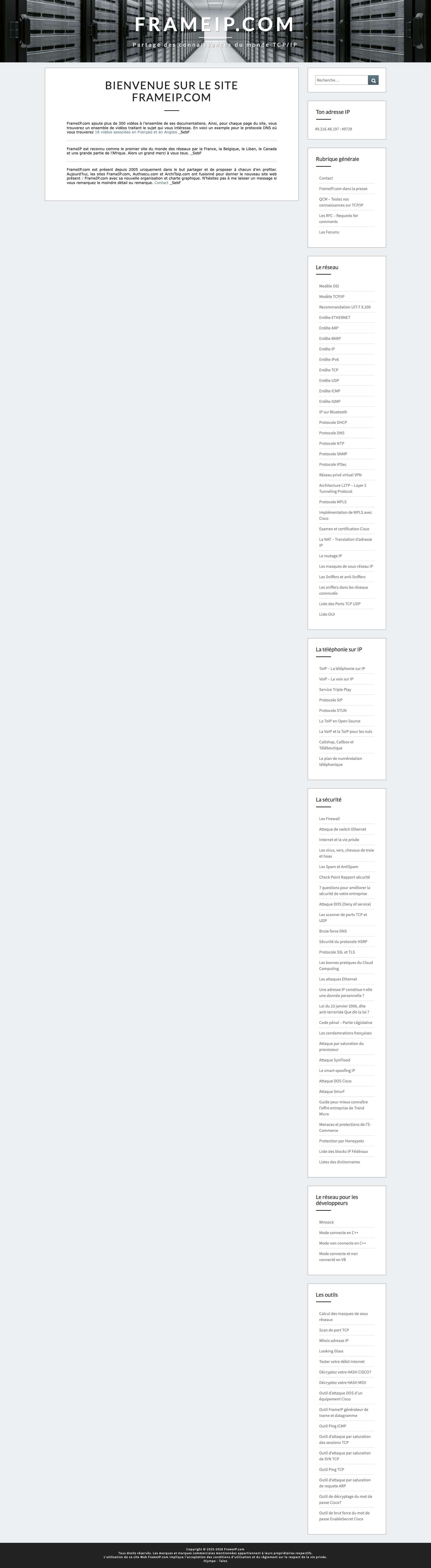 Bienvenue sur le site FrameIP.com - FRAMEIP.COM - Full Screenshot
