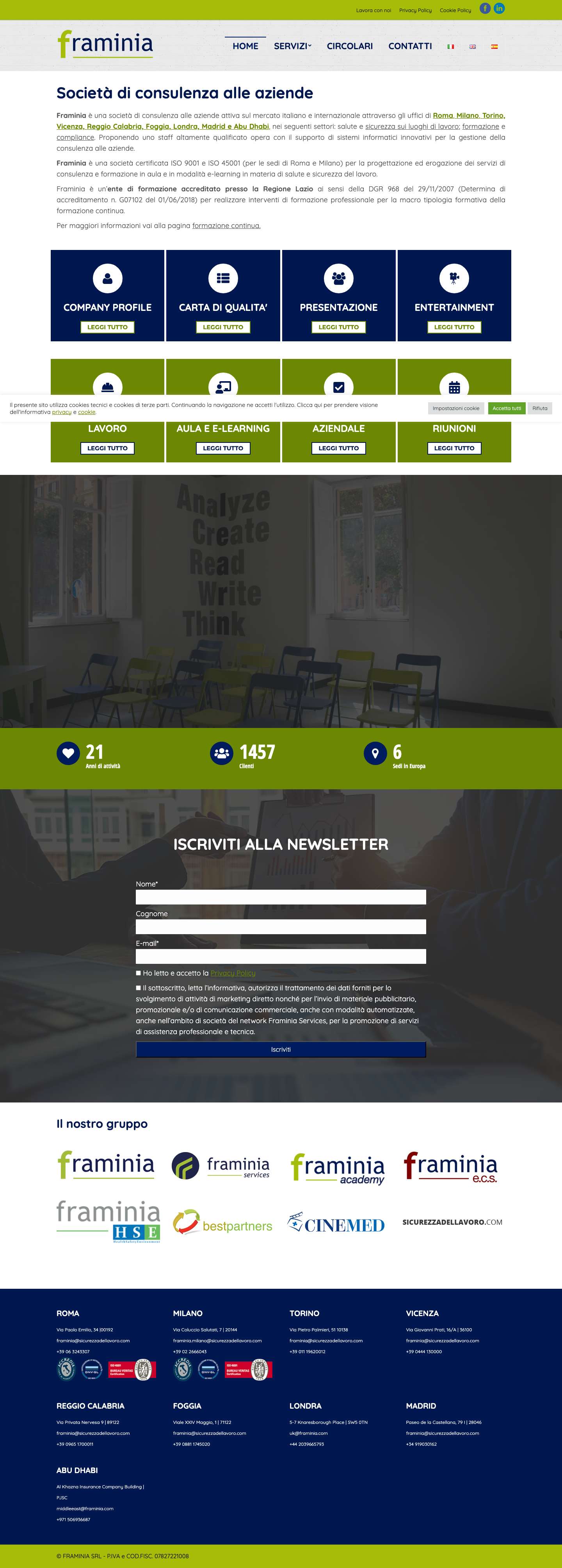 HOME - Framinia S.r.l. - Full Screenshot