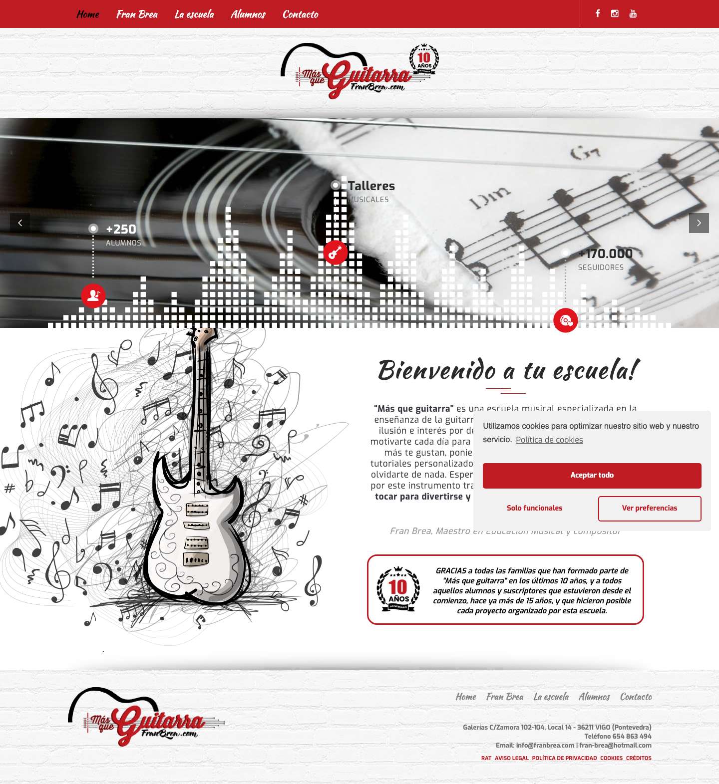 Más que Guitarra – Fran Brea – Clases de guitarra en Vigo, Conciertos Fran Brea… - Full Screenshot