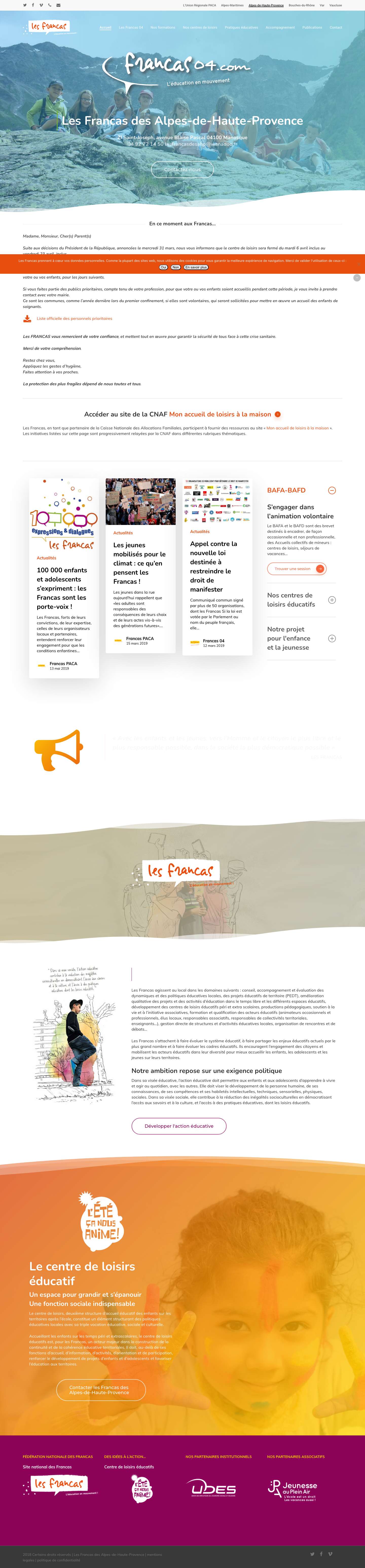 Les Francas des Alpes-de-Haute-Provence – Animation – Formation – Mouvement d'éducation - Full Screenshot