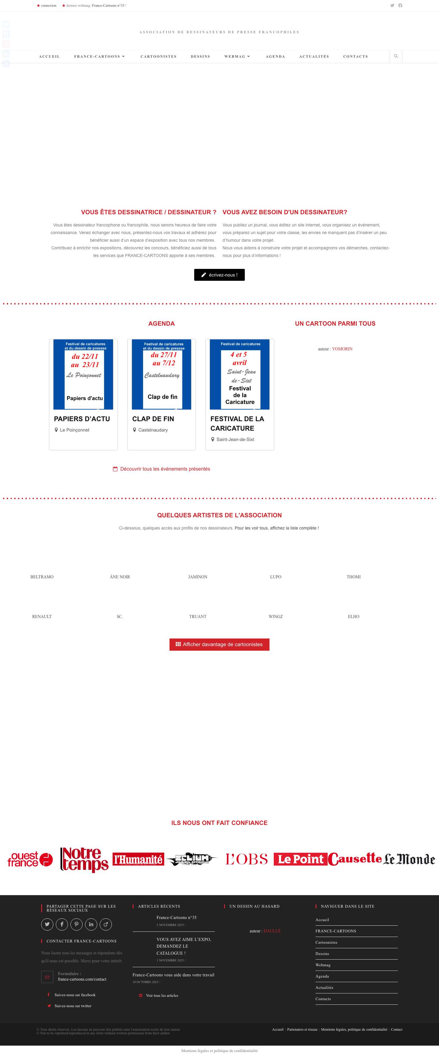 FRANCE CARTOONS – association de dessinateurs de presse francophiles - Full Screenshot