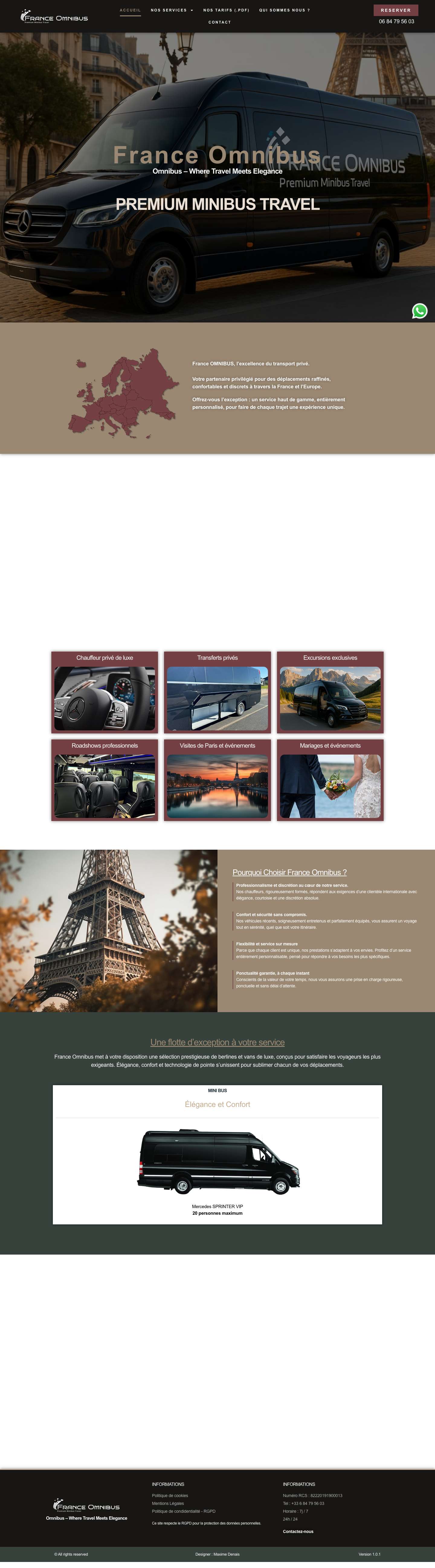 France Omnibus | Chauffeur Privé Haut de Gamme Minibus - Full Screenshot
