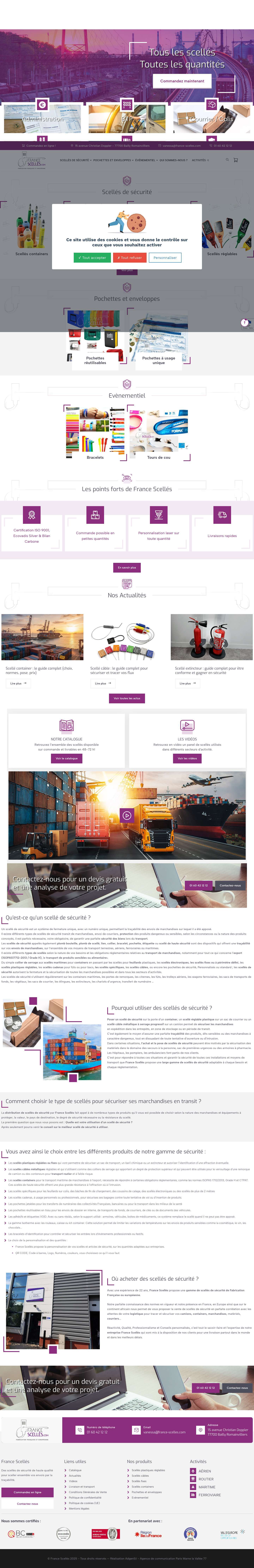 Scellés de sécurité de qualité - France Scellés - Full Screenshot