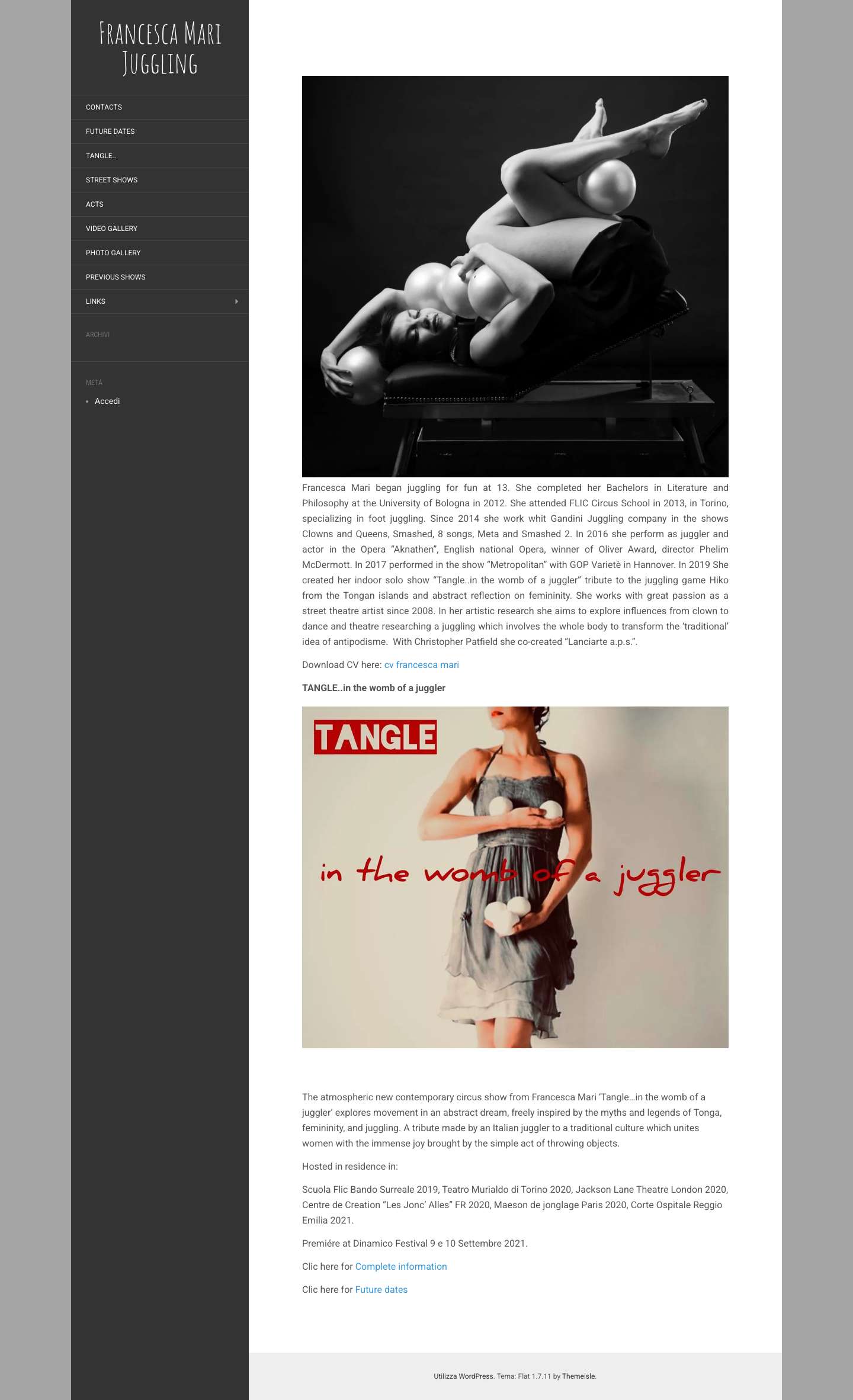 Francesca Mari Juggling | Performer - Full Screenshot