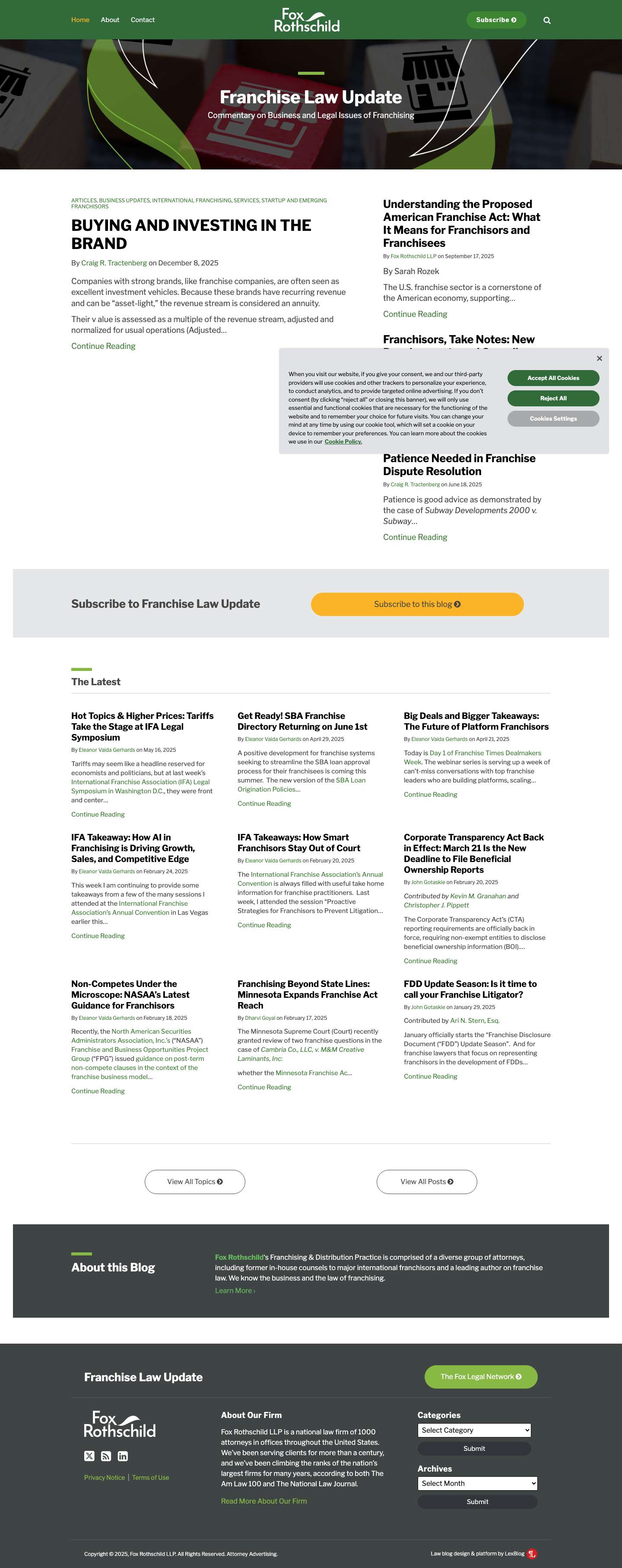 Franchise Law Update | Commentary on Business and Legal Issues of Franchising | Fox Rothschild LLPLexBlog Logo - Full Screenshot