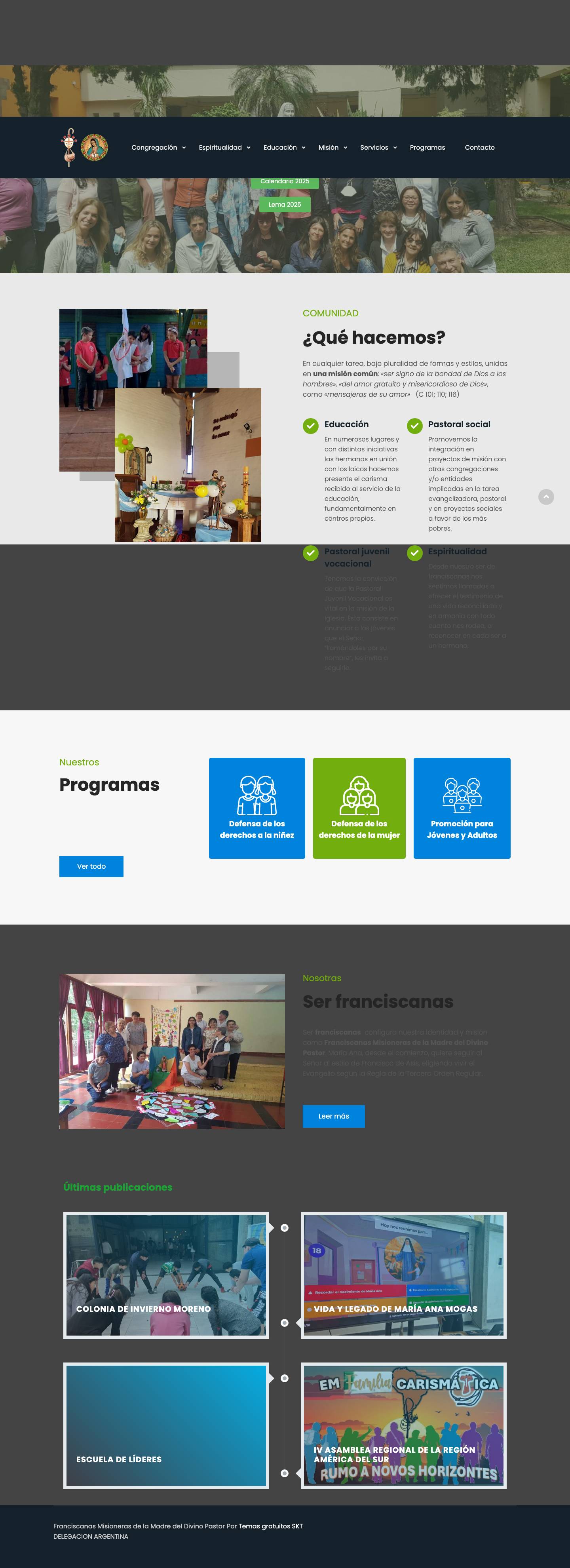 FRANCISCANAS MISIONERAS DE LA MADRE DEL DIVINO PASTOR · DELEGACION ARGENTINA - Full Screenshot