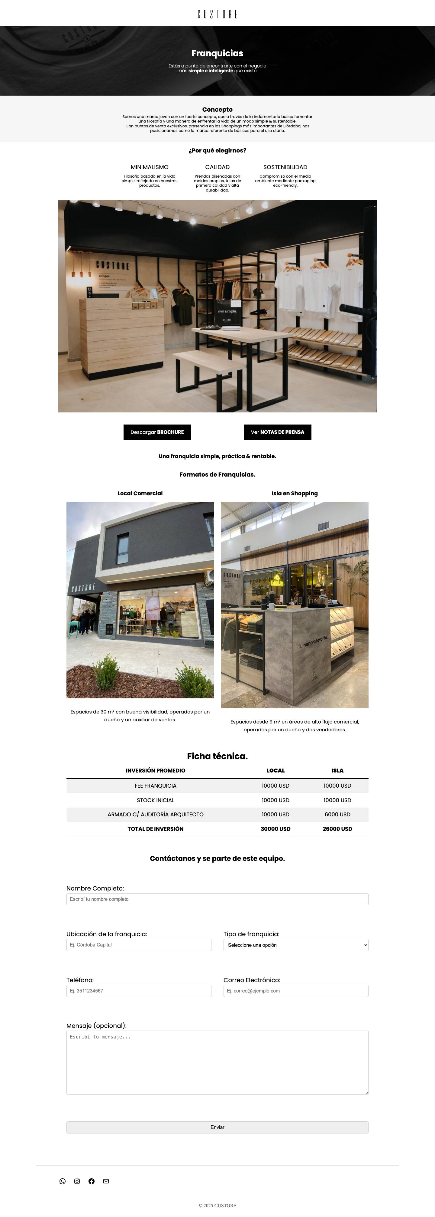 Franquicias CUSTORE - Full Screenshot