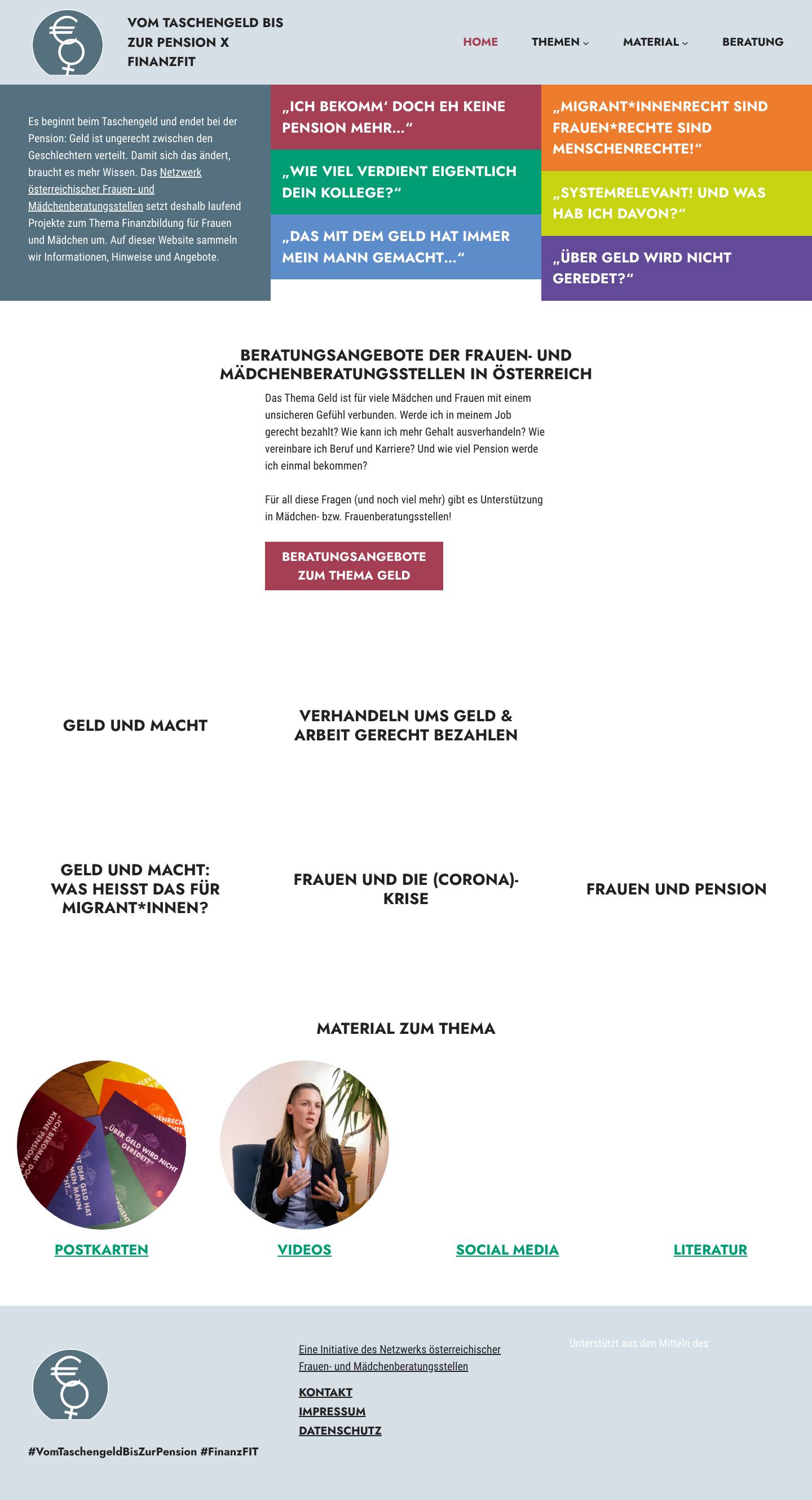 Frauenberatung Geld – Vom Taschengeld bis zur Pension - Full Screenshot