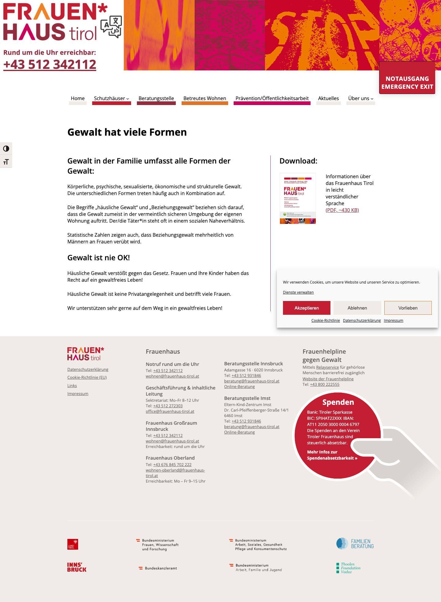 Gewalt hat viele Formen - Tiroler Frauenhaus - Full Screenshot
