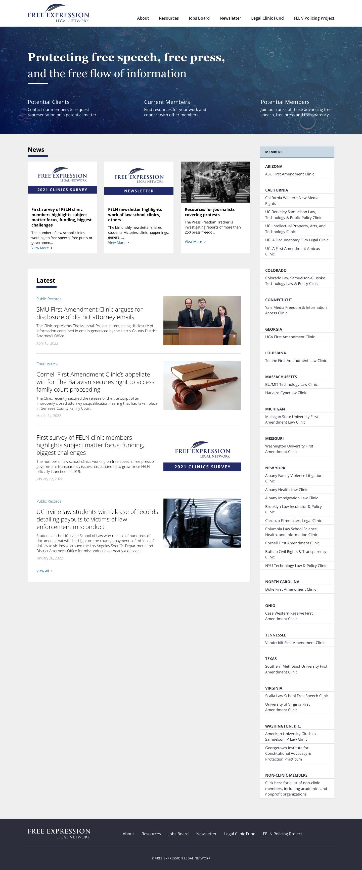 Home - Free Expression Legal Network - Full Screenshot